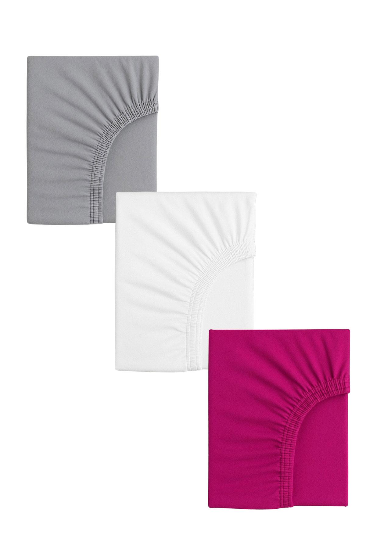 3 Adet 50 x 90 x 10 cm Anne Yanı Lastikli Penye Kumaş Bebek Çarşafı