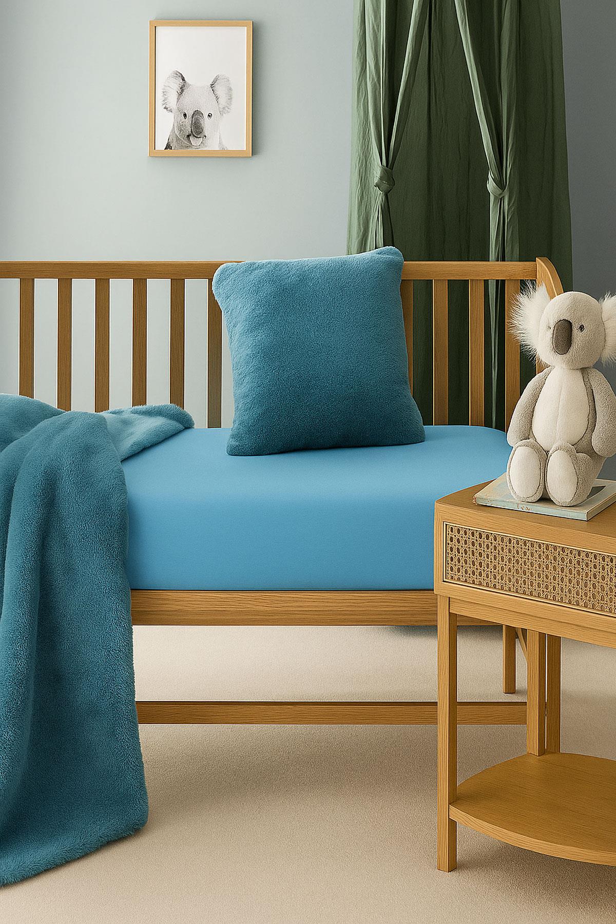 3 Adet 50 x 90 x 10 cm Anne Yanı Lastikli Penye Kumaş Bebek Çarşafı