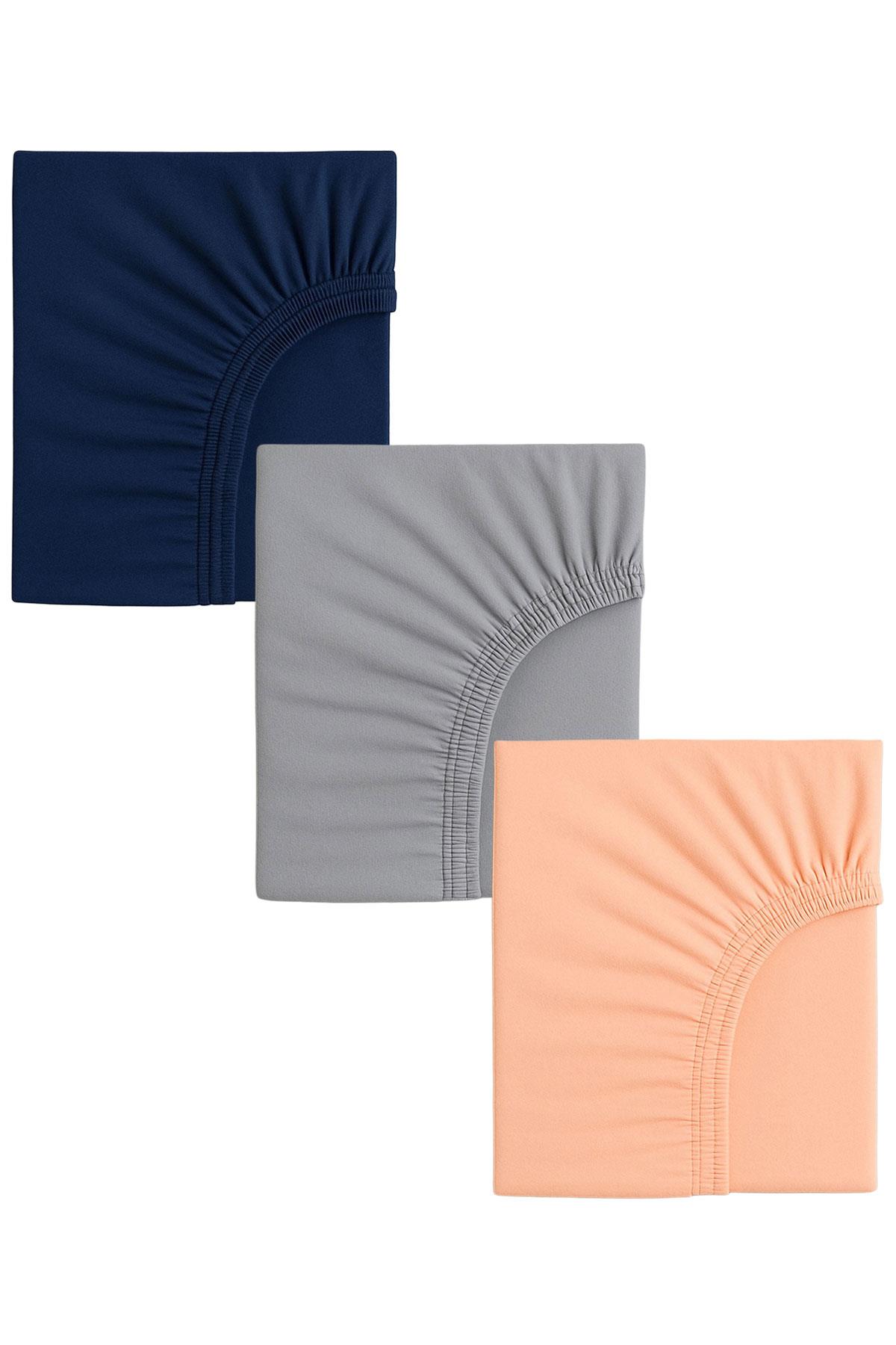 3 Adet 70 x 120 x 20 cm Anne Yanı Lastikli Penye Kumaş Bebek Çarşafı