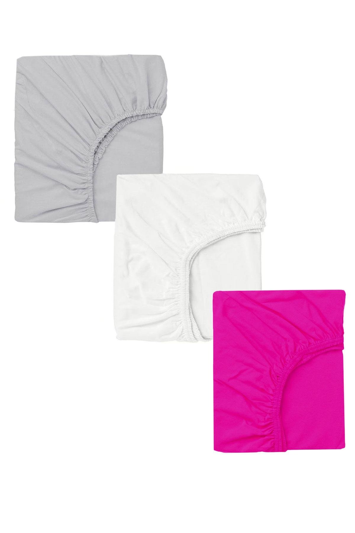 3 Adet 65x95 cm Anne Yanı Lastikli Penye Kumaş Bebek Çarşafı