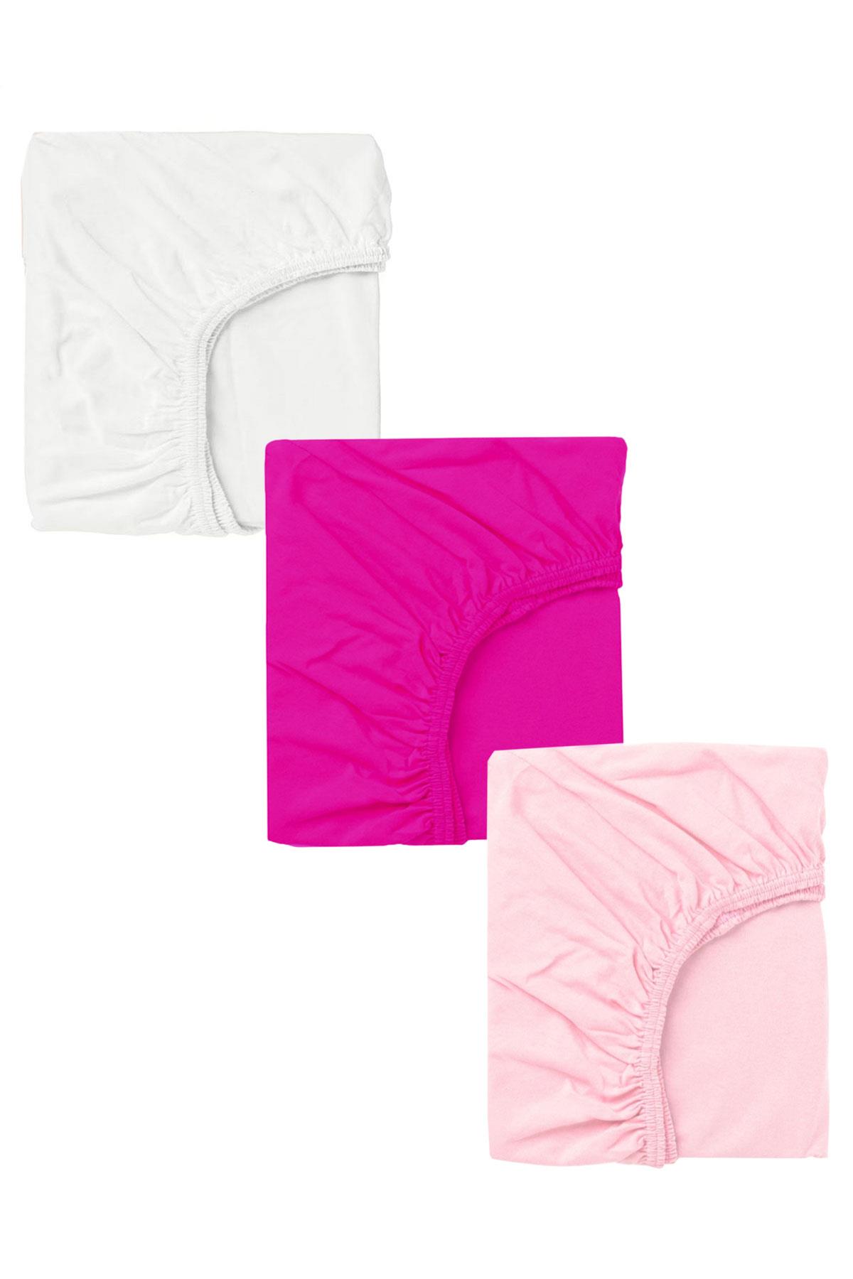 3 Adet 65x95 cm Anne Yanı Lastikli Penye Kumaş Bebek Çarşafı