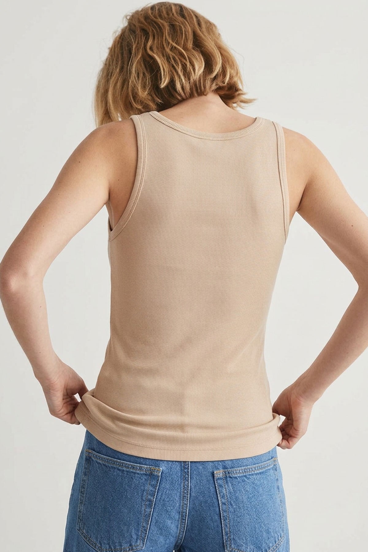 2 Adet Fitilli Fitted Viskon Karışımlı Askılı Tişört