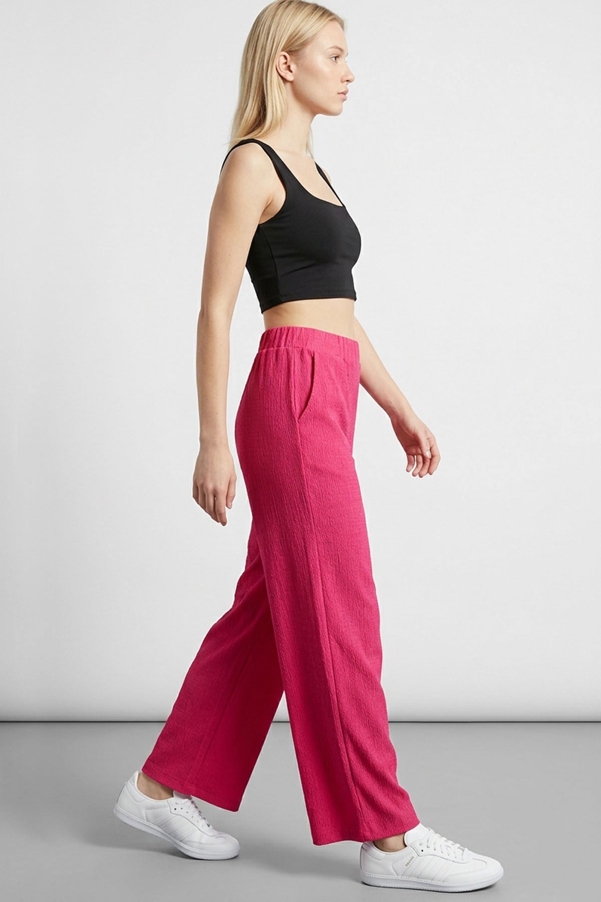 Rahat Kalıp Yüksek Bel Bol Paça Viskon Karışım Kadın Pantolon