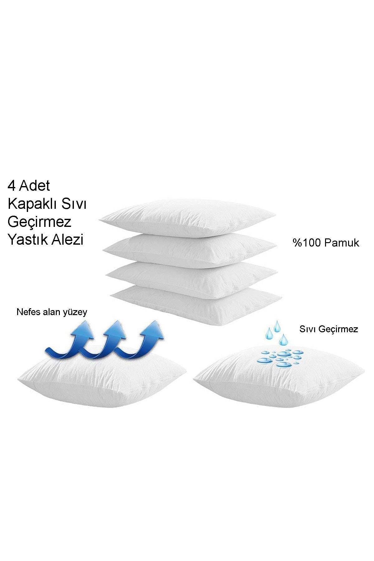 4 Adet Kapaklı Sıvı Geçirmez Yastık Alezi
