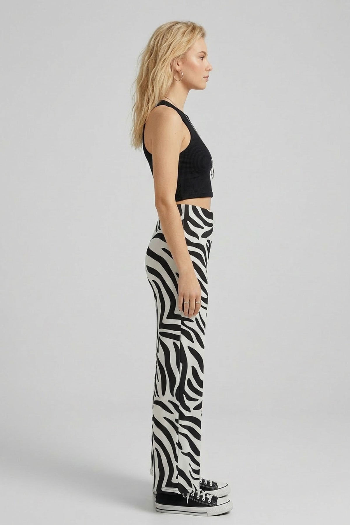 Rahat Kalıp Yüksek Bel Bol Paça Viskon Karışım Kadın Pantolon