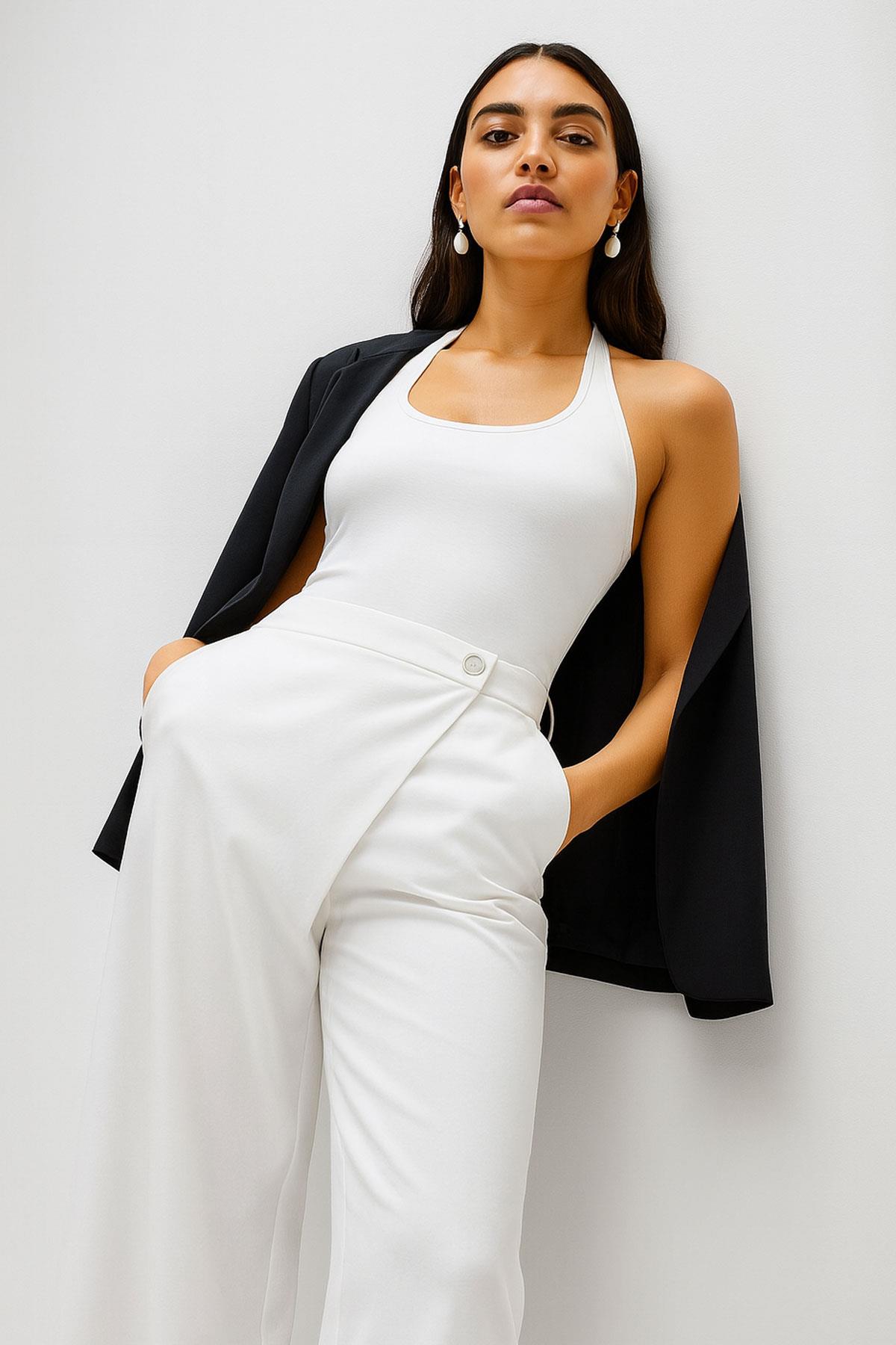 3 Adet Pamuk Karışımlı Halter Yaka Atlet Tişört