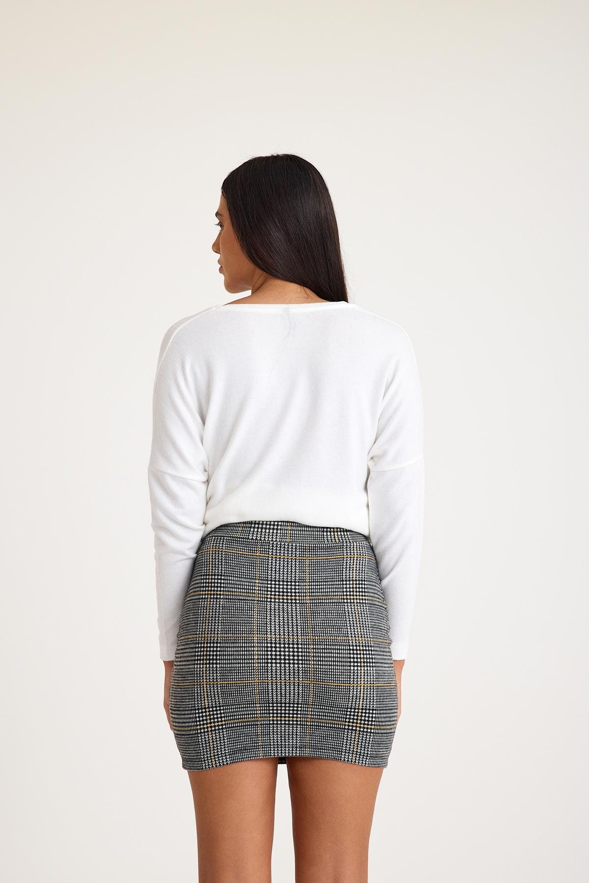 Ekose Desenli Mini Etek