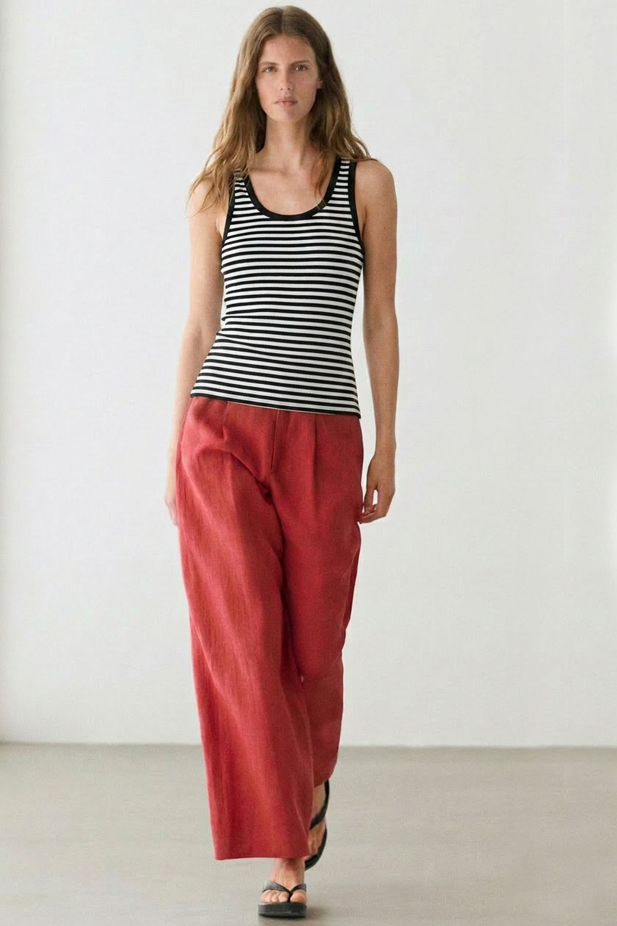 2 Adet Fitilli Fitted Viskon Karışımlı Askılı Tişört