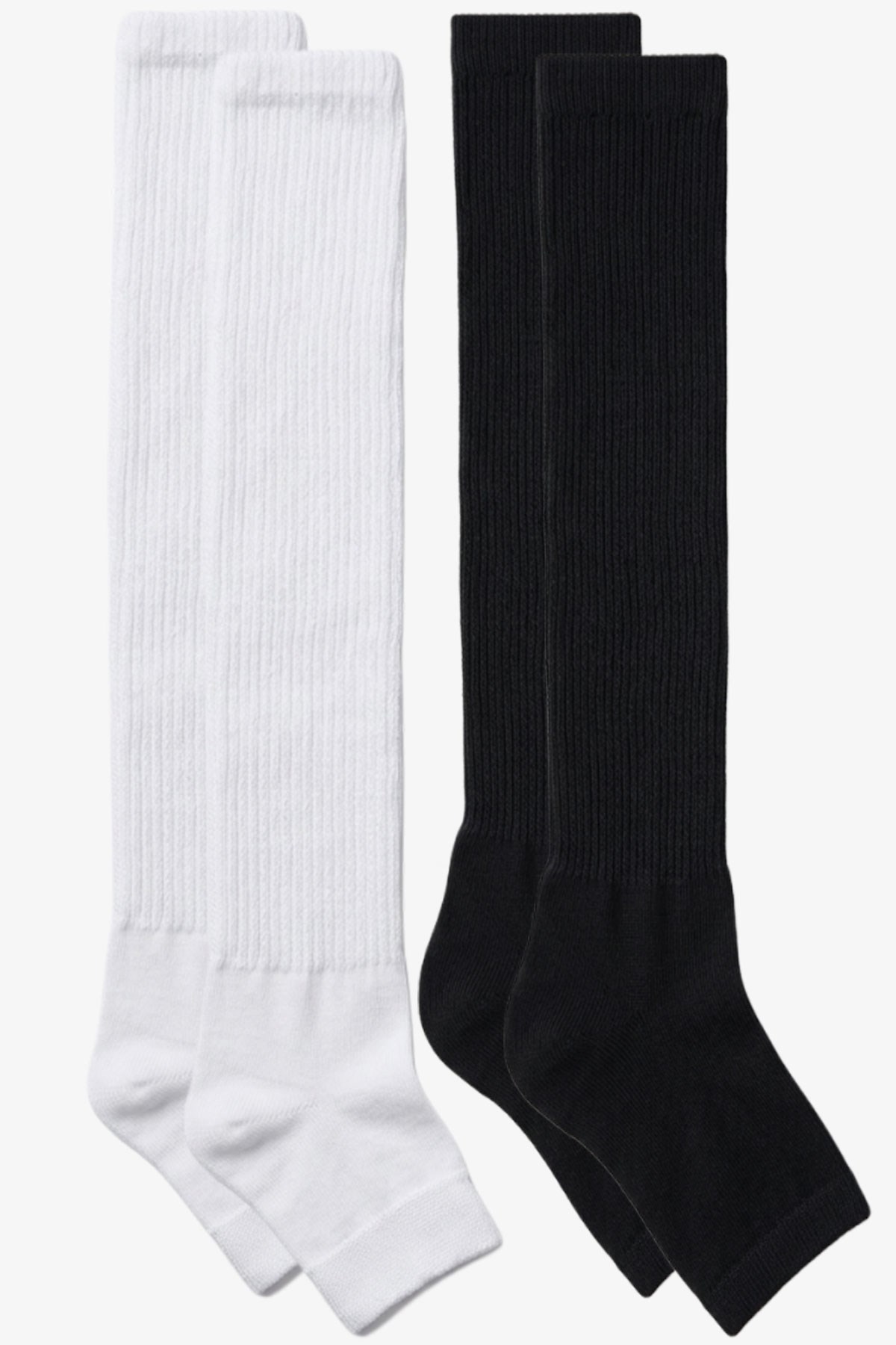 2 Çift Parmaksız Tabanlı İnce Fitilli Diz Üstü Pamuk Karışımlı Tozluk