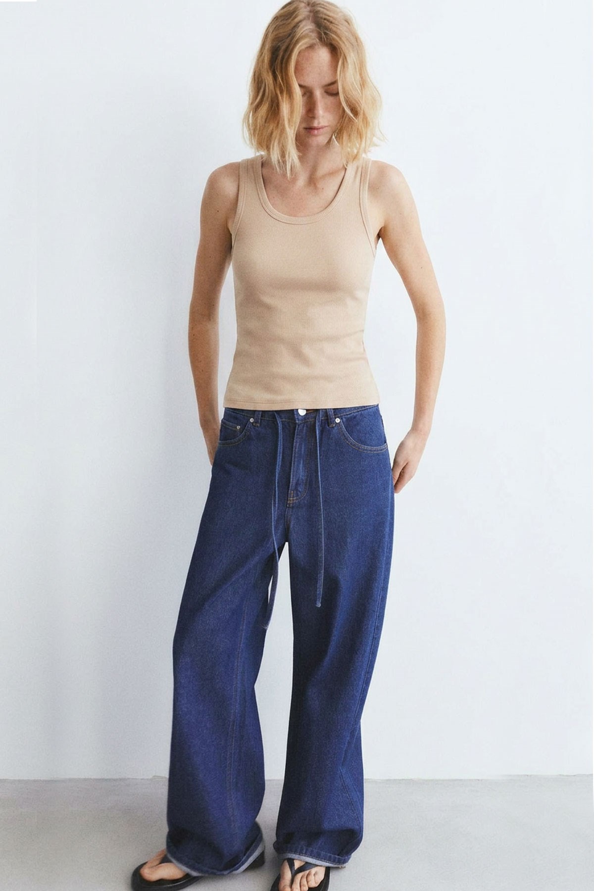 3 Adet Fitilli Fitted Viskon Karışımlı Askılı Tişört