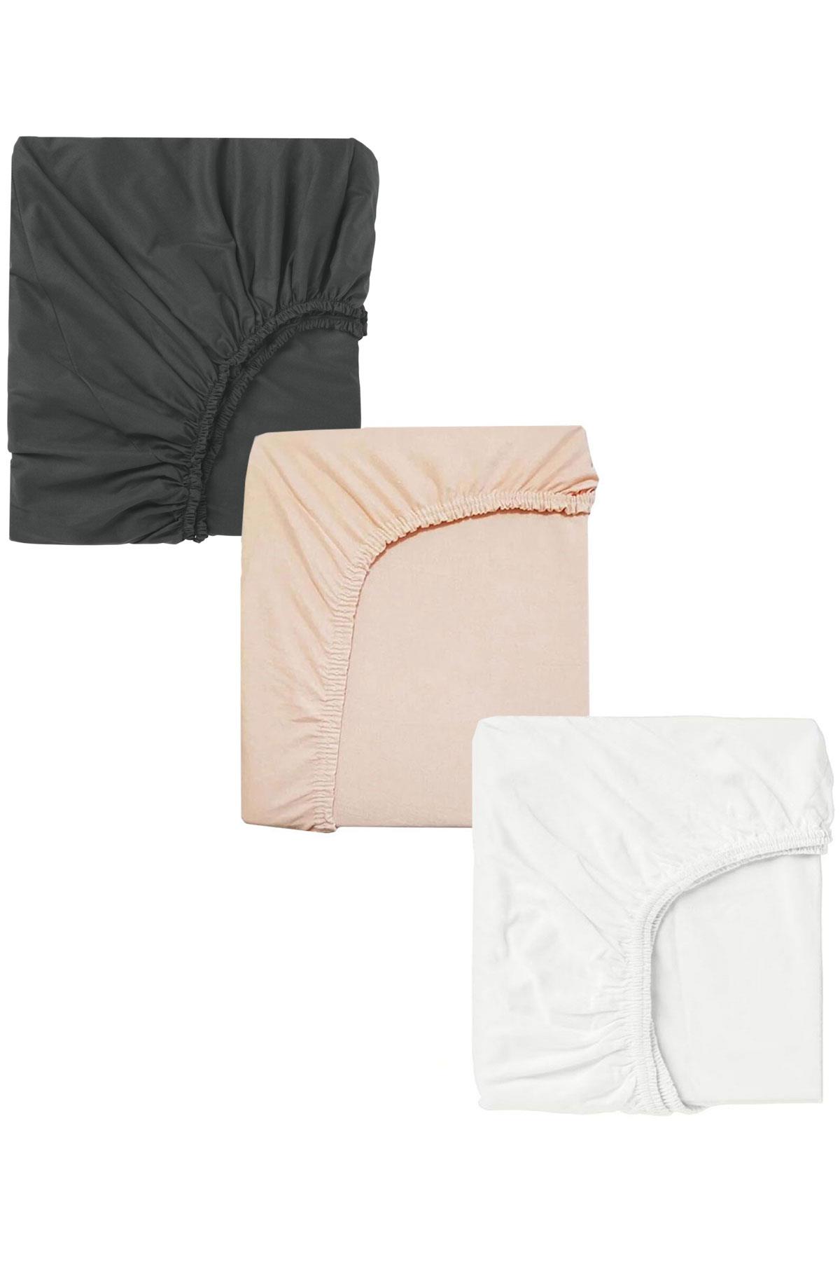 3 Adet 65 x 95 x 10 cm Anne Yanı Lastikli Penye Kumaş Bebek Çarşafı