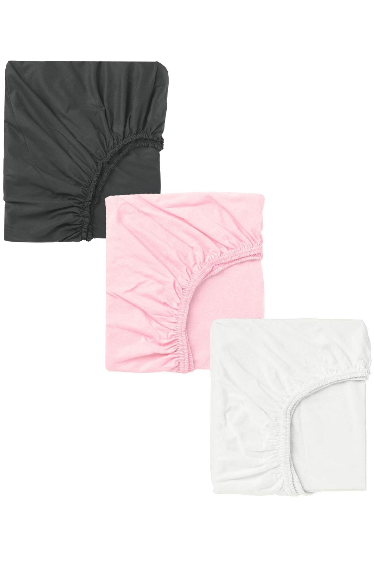 3 Adet 65 x 95 x 10 cm Anne Yanı Lastikli Penye Kumaş Bebek Çarşafı