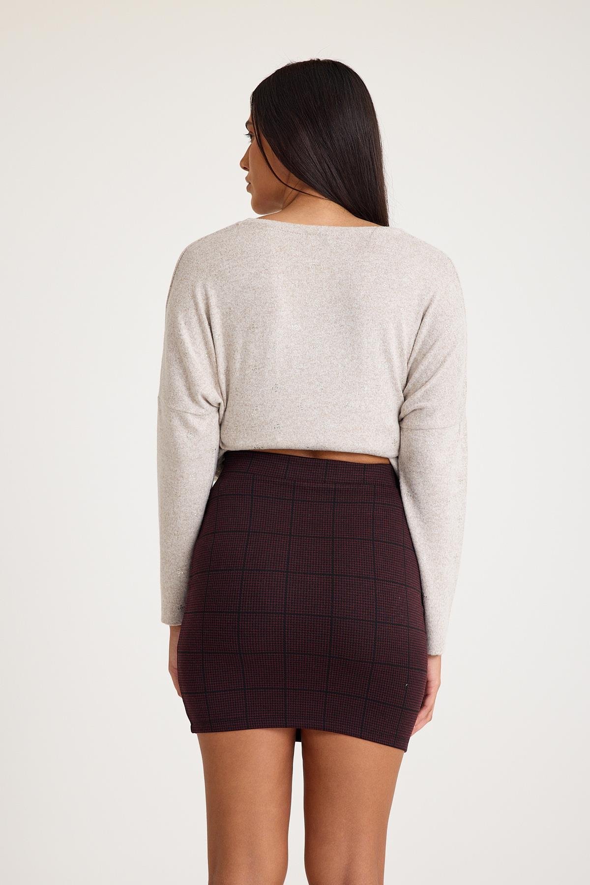 Ekose Desenli Mini Etek