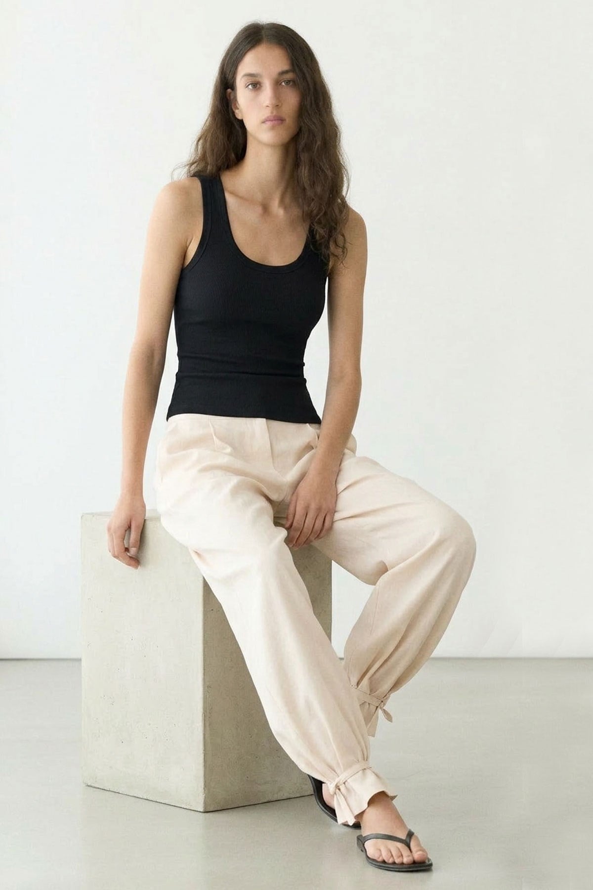 2 Adet Fitilli Fitted Viskon Karışımlı Askılı Tişört