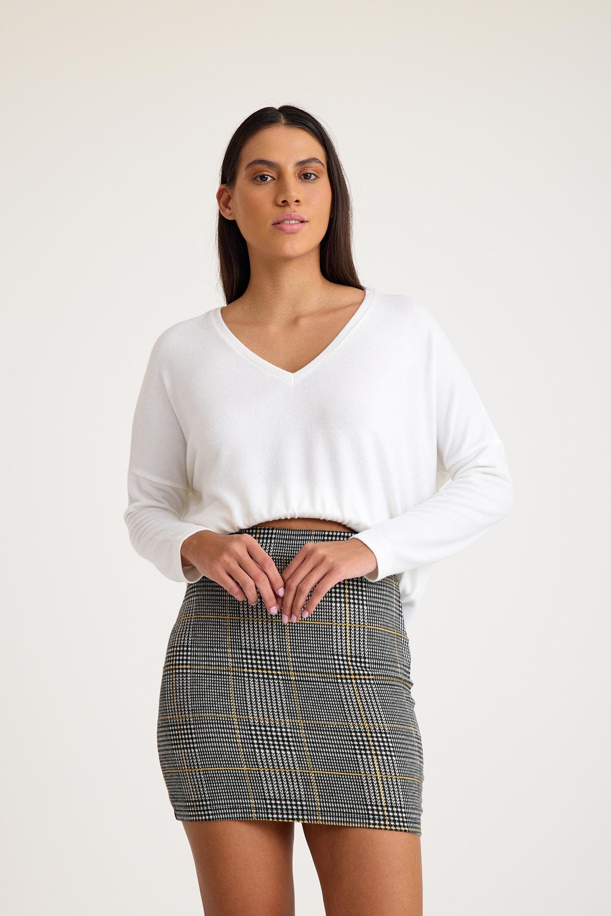 Ekose Desenli Mini Etek