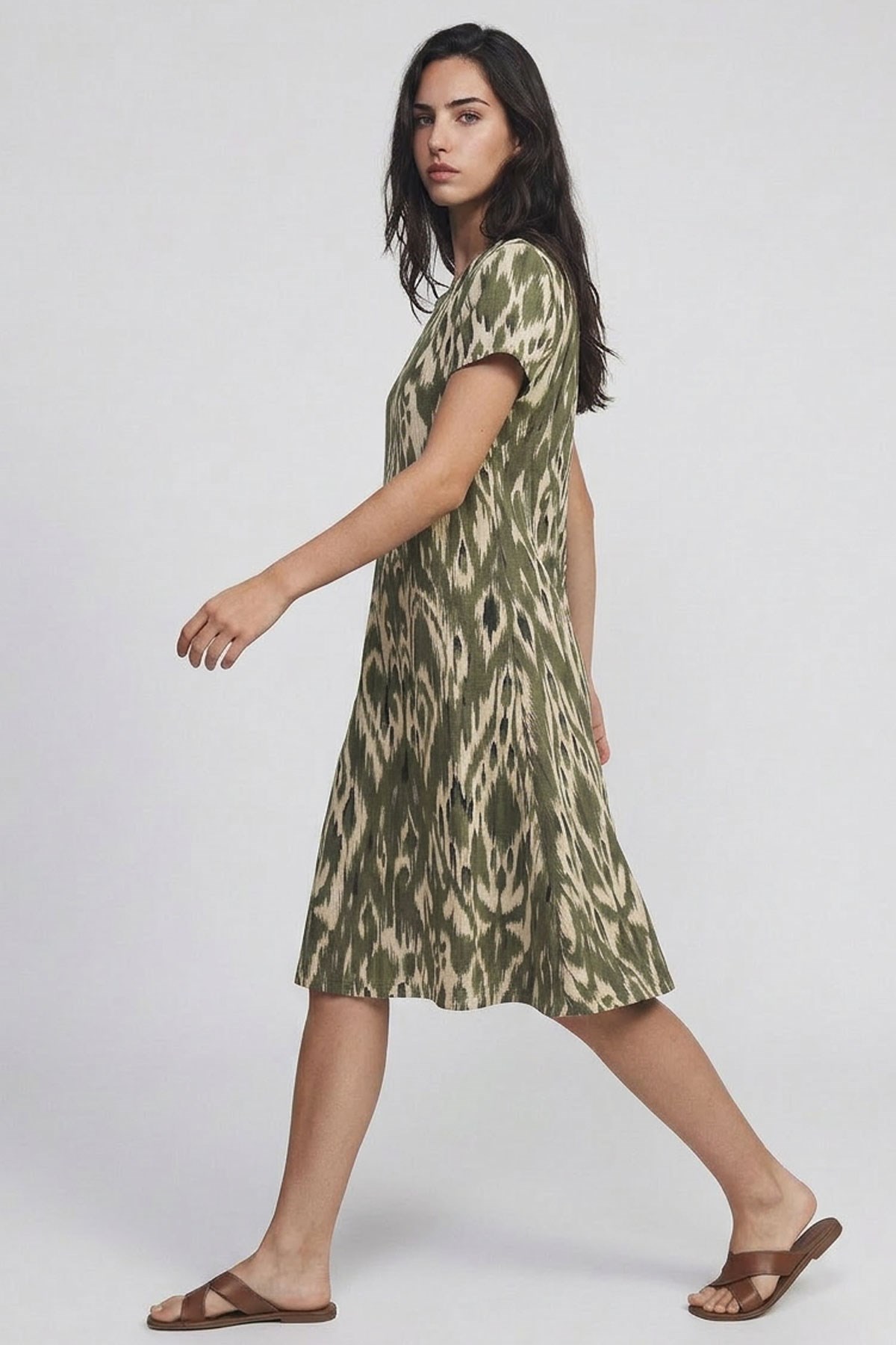 2 Adet Dökümlü Rahat Kalıp Günlük Penye Kumaş Elbise