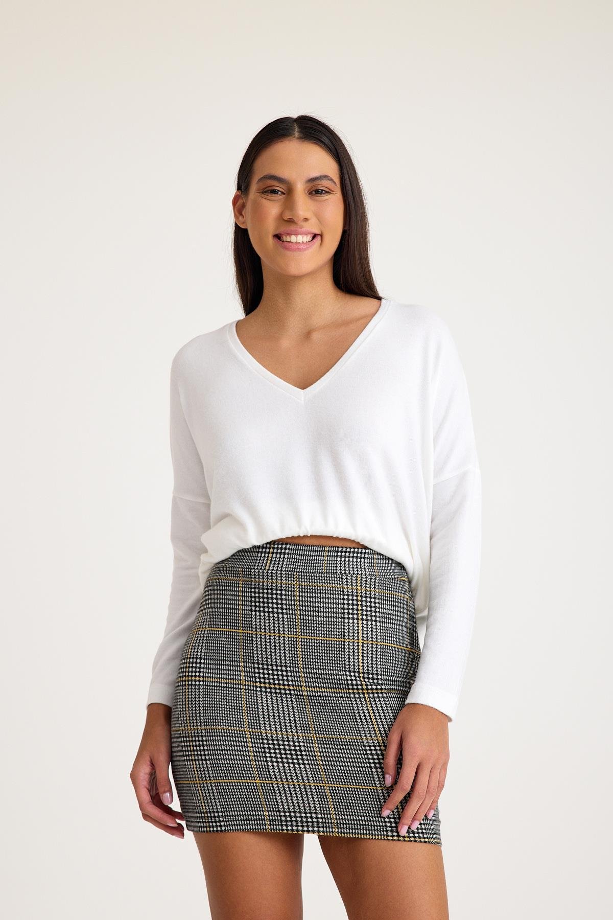 Ekose Desenli Mini Etek