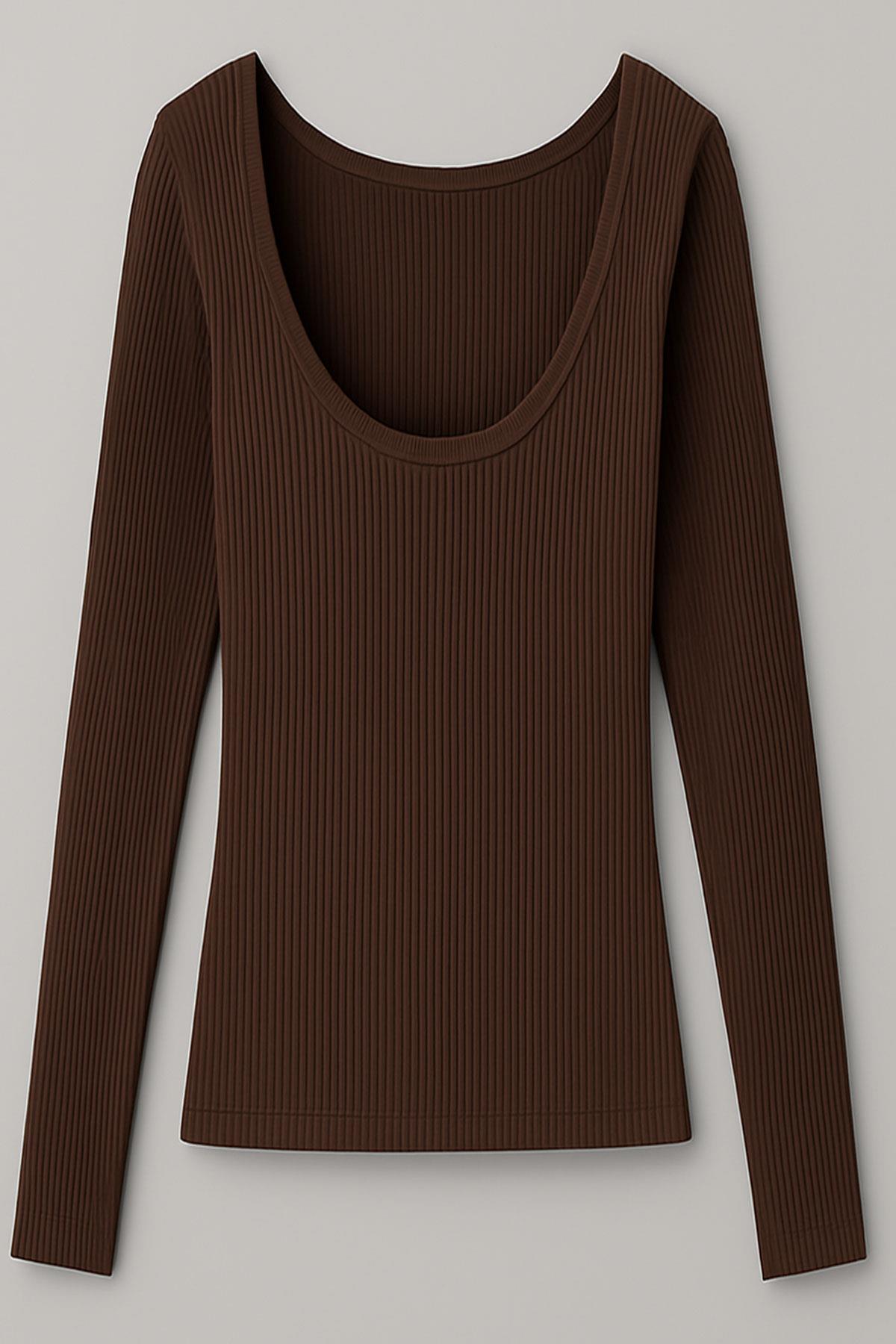 3 Adet Uzun Kollu Kayık Yaka Ribanalı Bluz