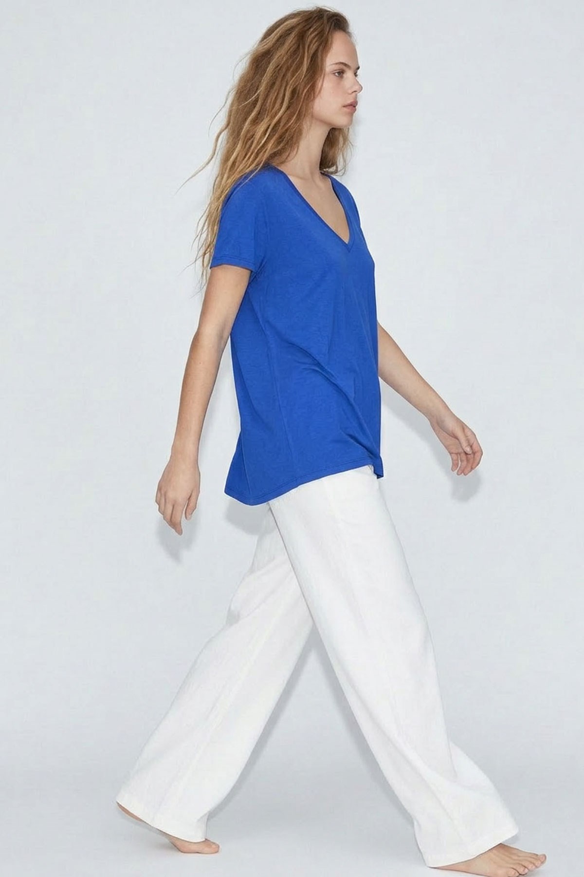 2 Adet Ön ve Arka V Yaka Basic Tişört