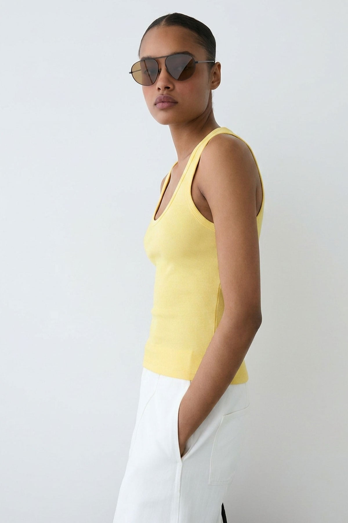 2 Adet Fitilli Fitted Viskon Karışımlı Askılı Tişört