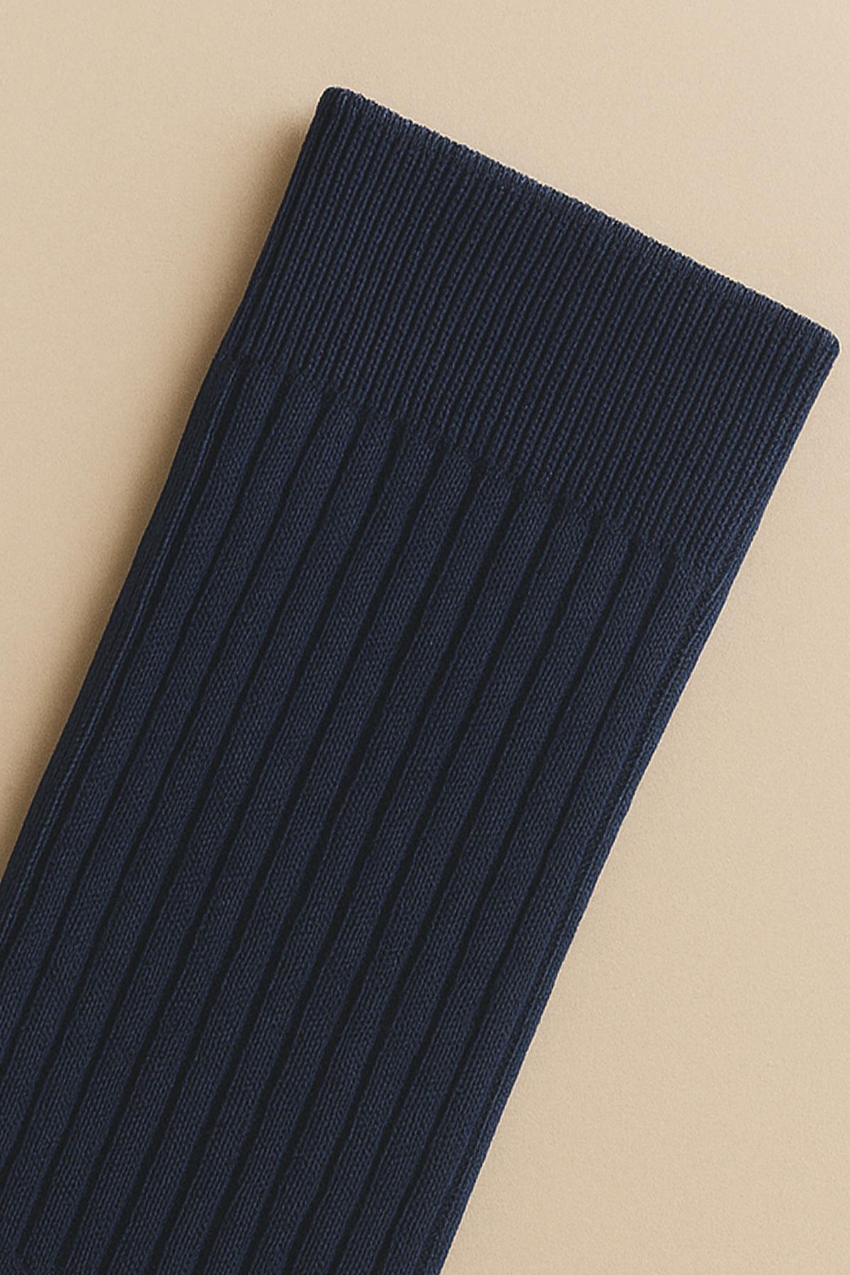 2 Adet Basic Kalın Pamuk Karışımlı Diz Üstü Çorap