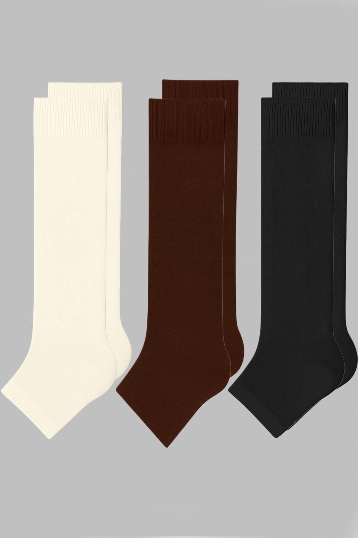 3 Adet Burunsuz Basic Pamuk İçerikli Yoga Tozluk