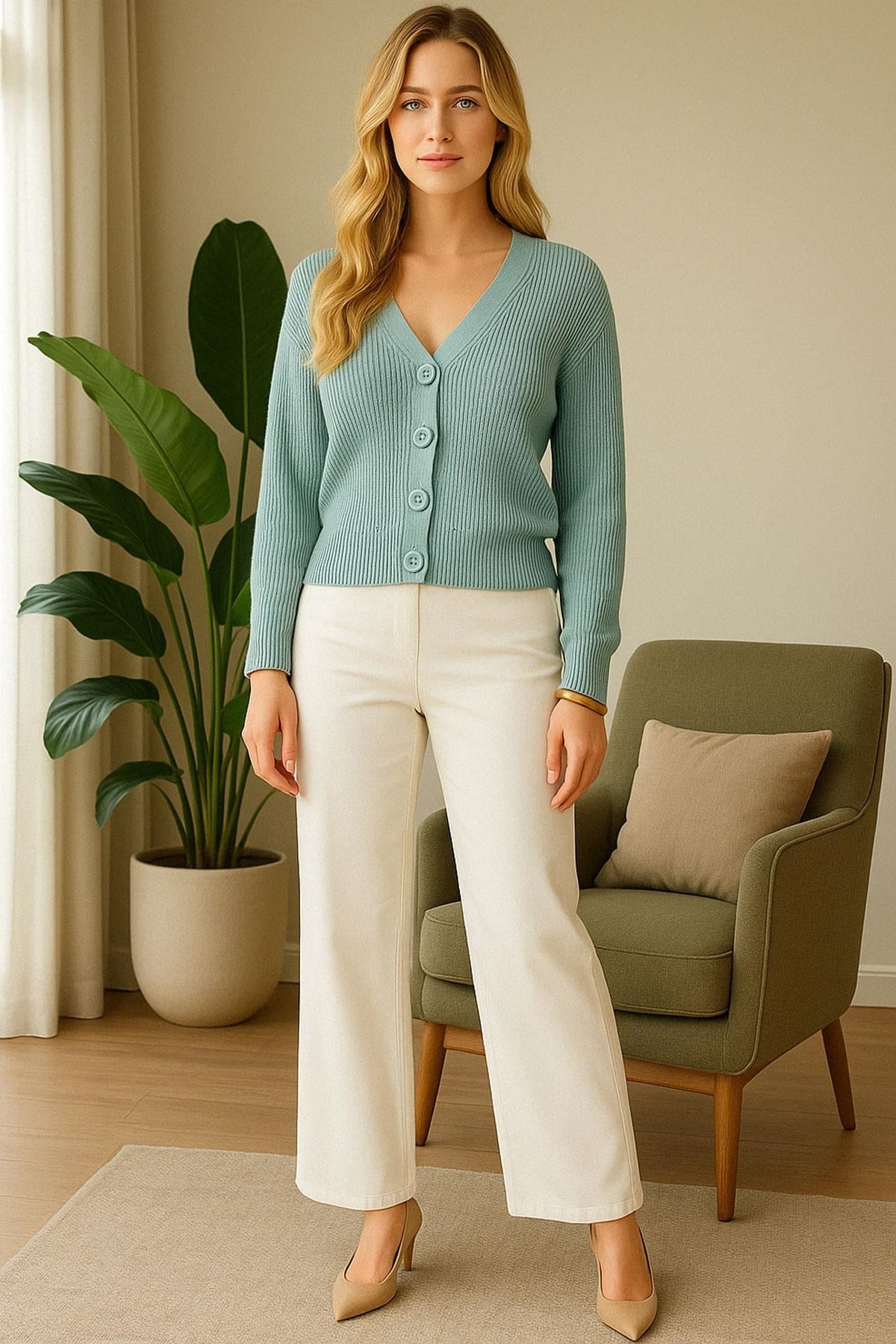 2 Adet Düğmeli Kadın Hırka