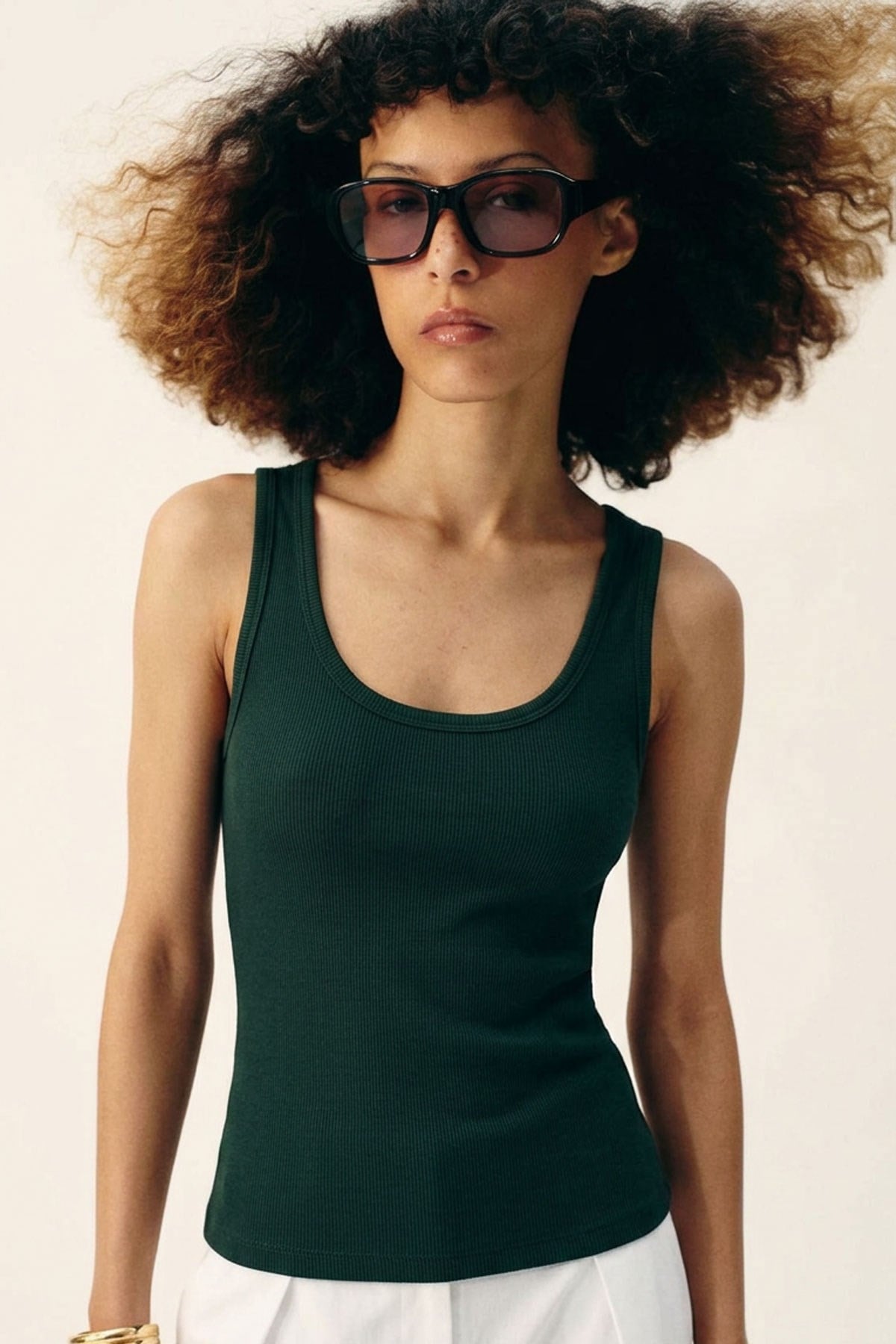 2 Adet Fitilli Fitted Ön ve Arka U Yaka Askılı Tişört