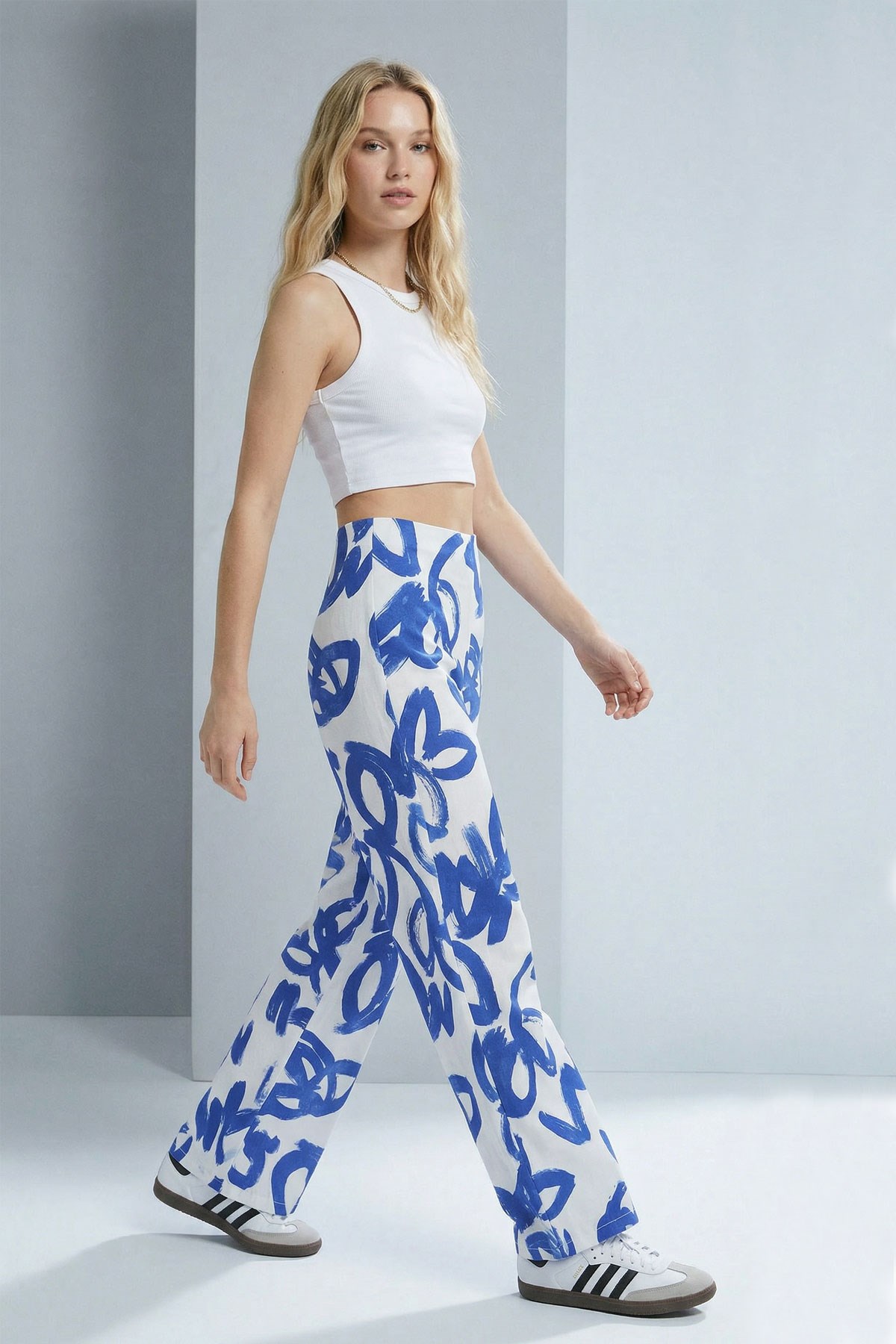 2 Adet Rahat Kalıp Bol Paça Viskon Karışım Kadın Pantolon