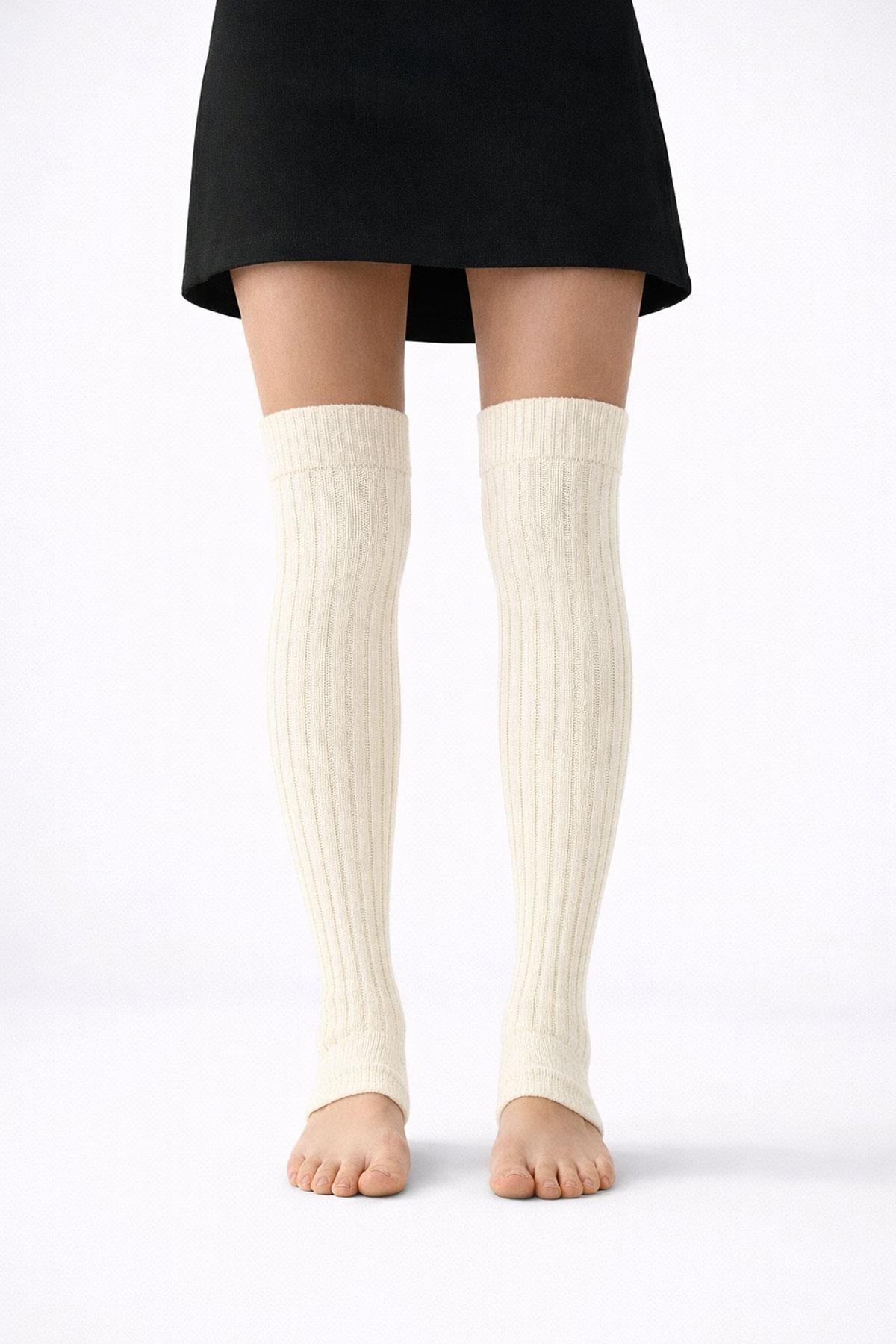 2 Çift Burunsuz Lastikli Diz Üstü Basic Pamuk İçerikli Tozluk