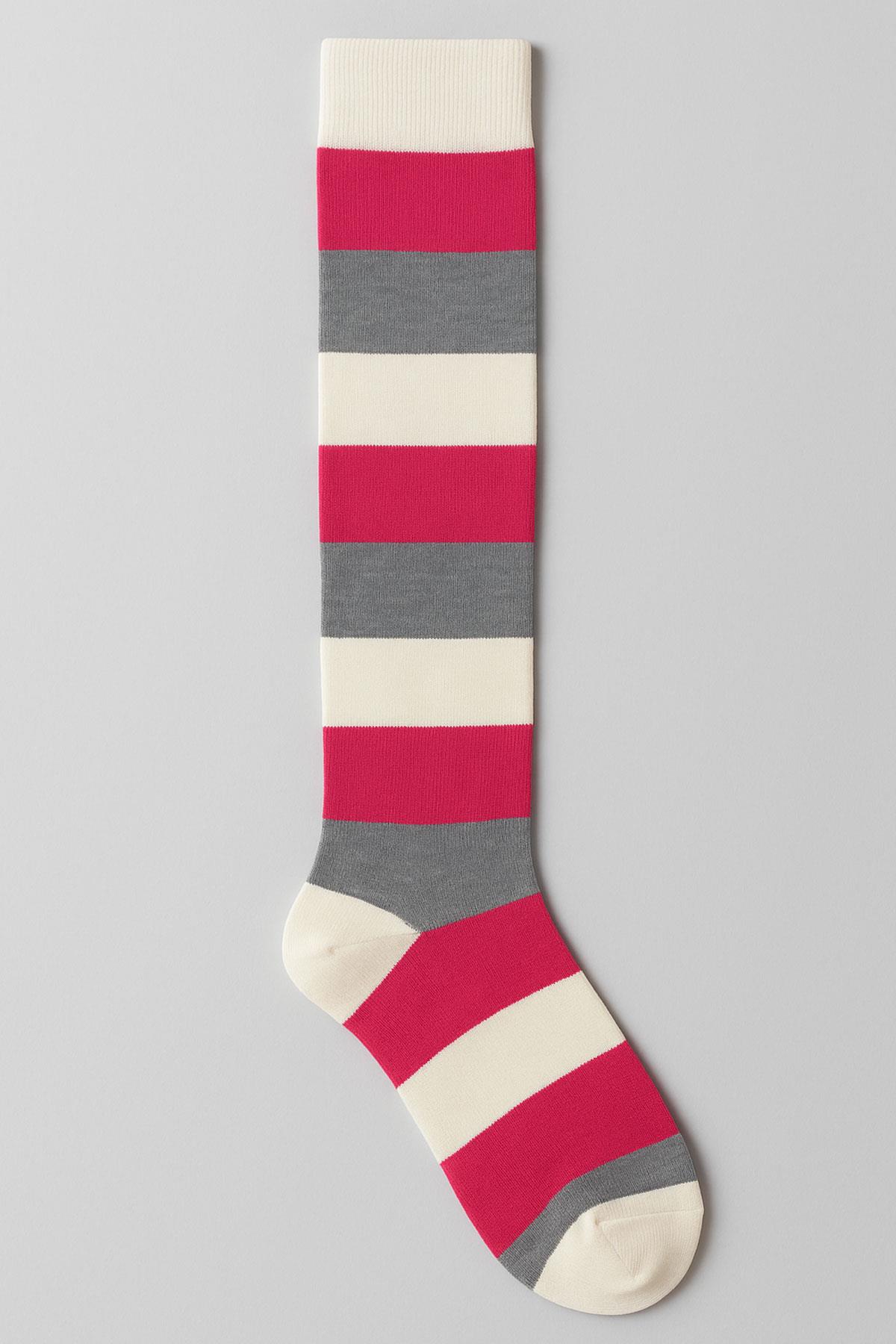 3 Adet Çizgili ve Renkli Diz Boyu Çorap