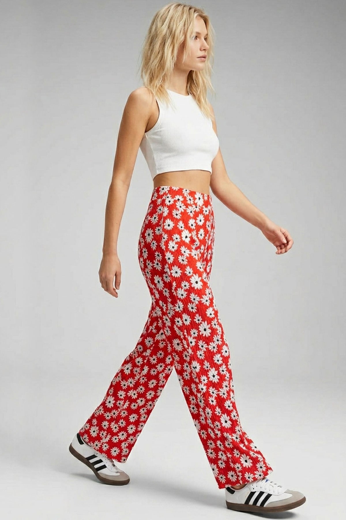 Rahat Kalıp Yüksek Bel Bol Paça Viskon Karışım Kadın Pantolon