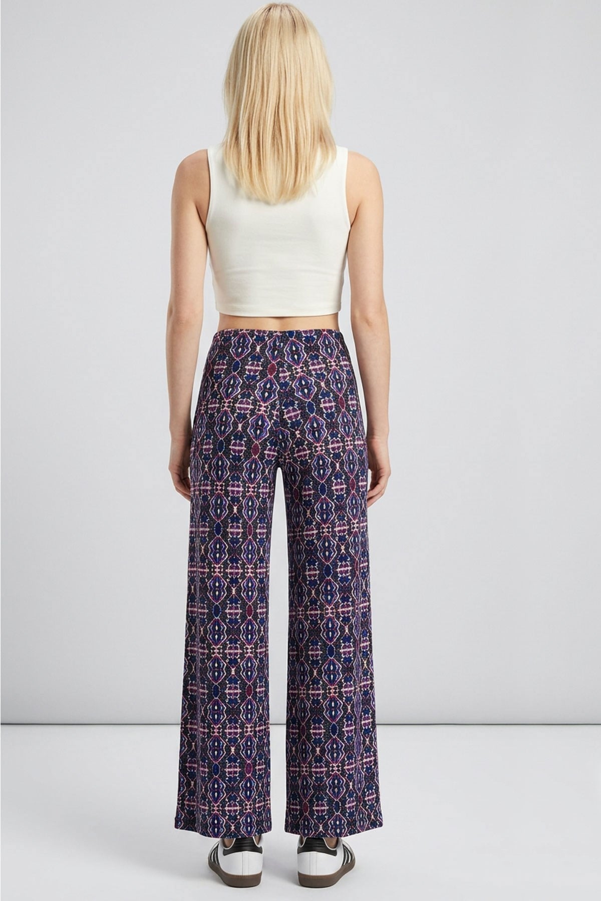 Rahat Kalıp Yüksek Bel Bol Paça Viskon Karışım Kadın Pantolon