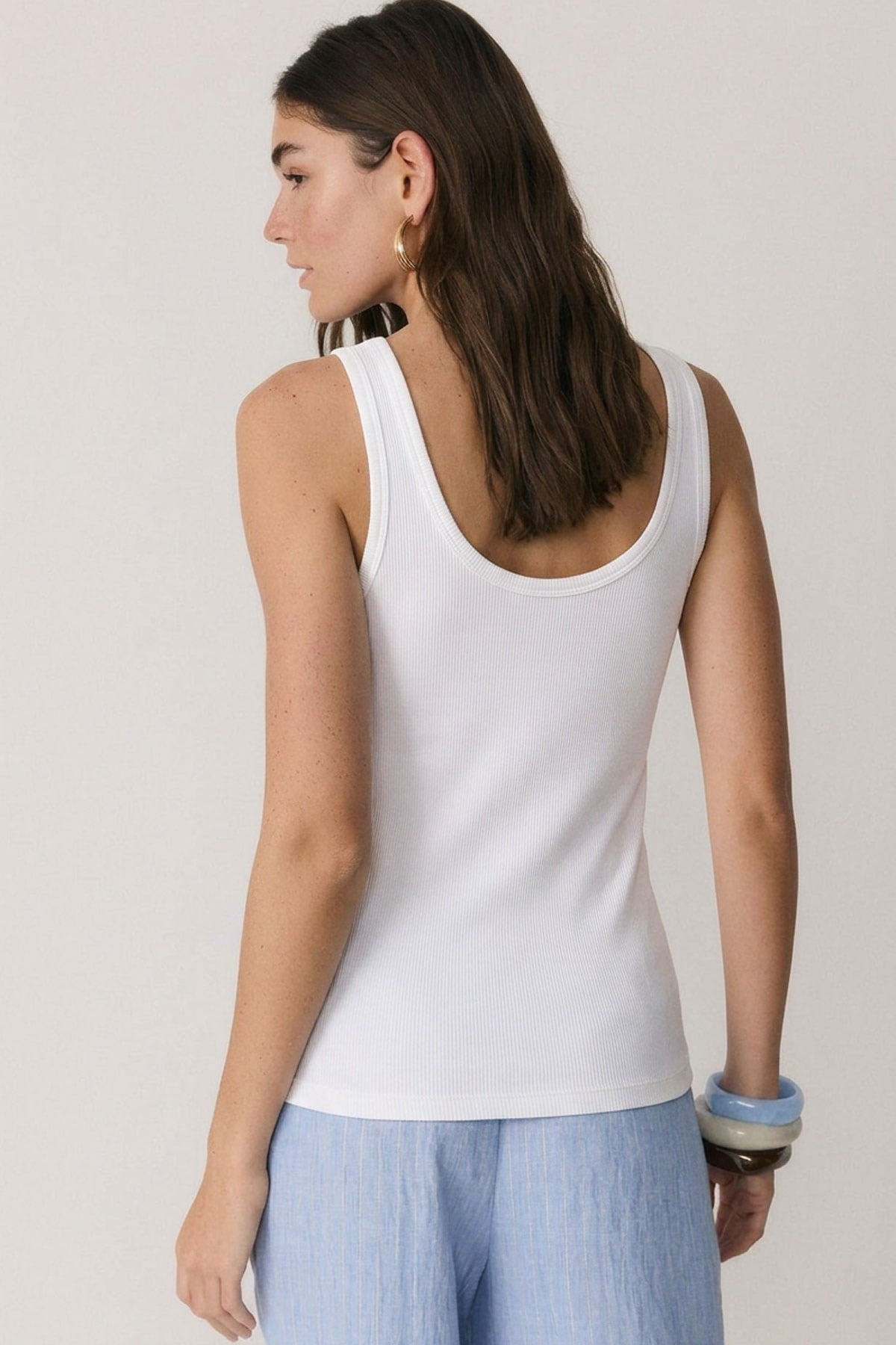 2 Adet Fitilli Fitted Ön ve Arka U Yaka Askılı Tişört