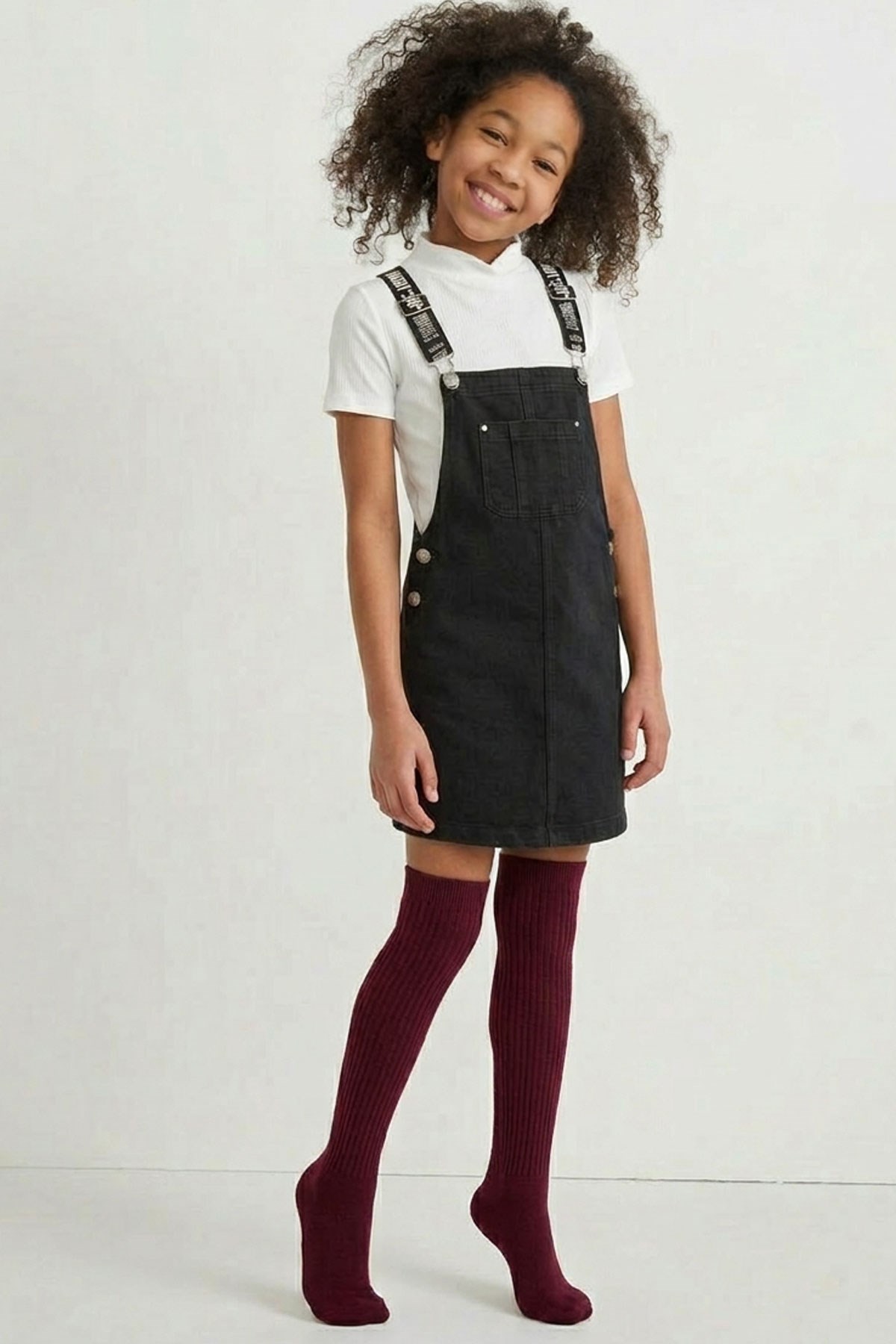 İnce Fitilli Diz Üstü Pamuk Karışımlı Çocuk Çorap