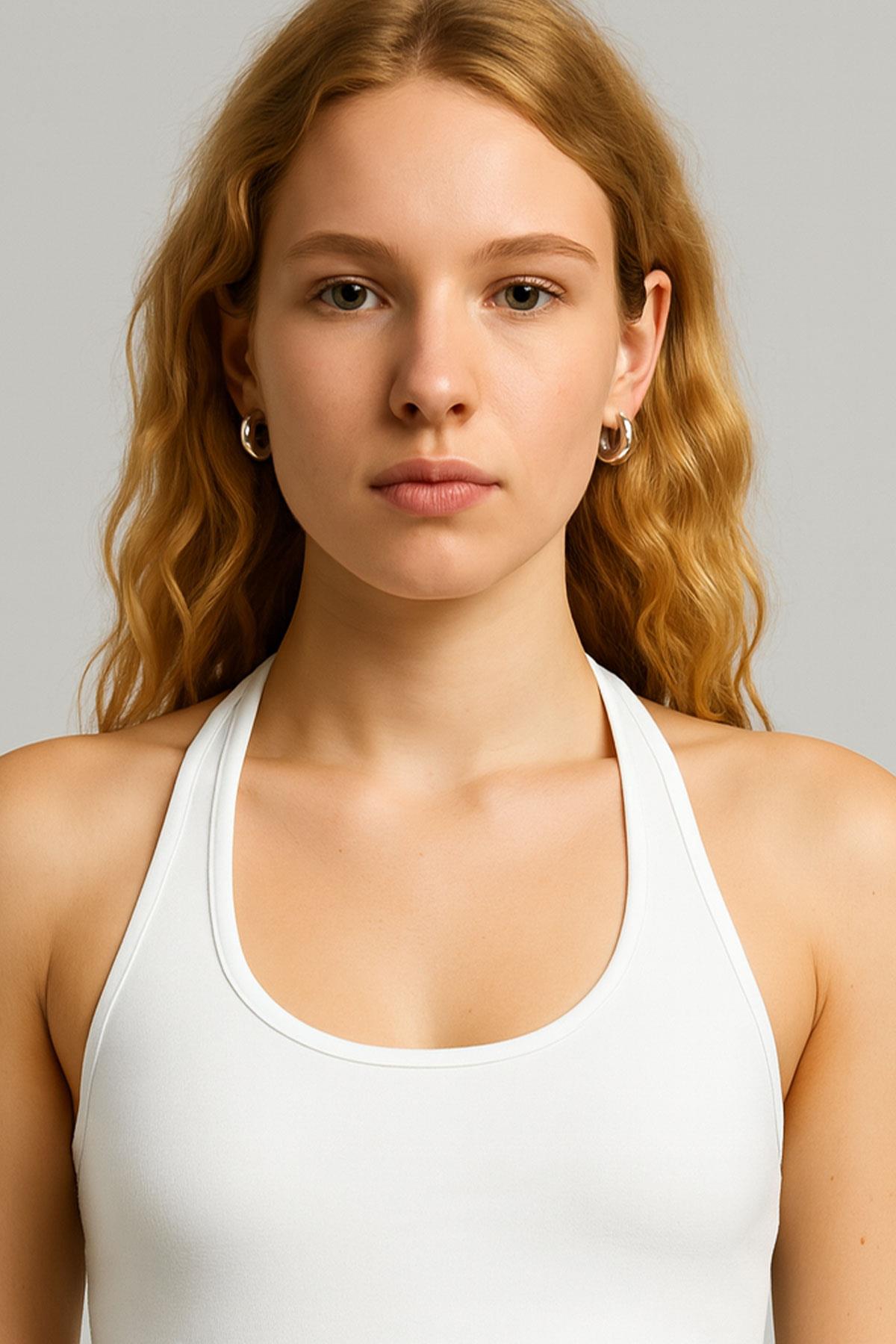 Pamuk Karışımlı Halter Yaka Atlet Tişört