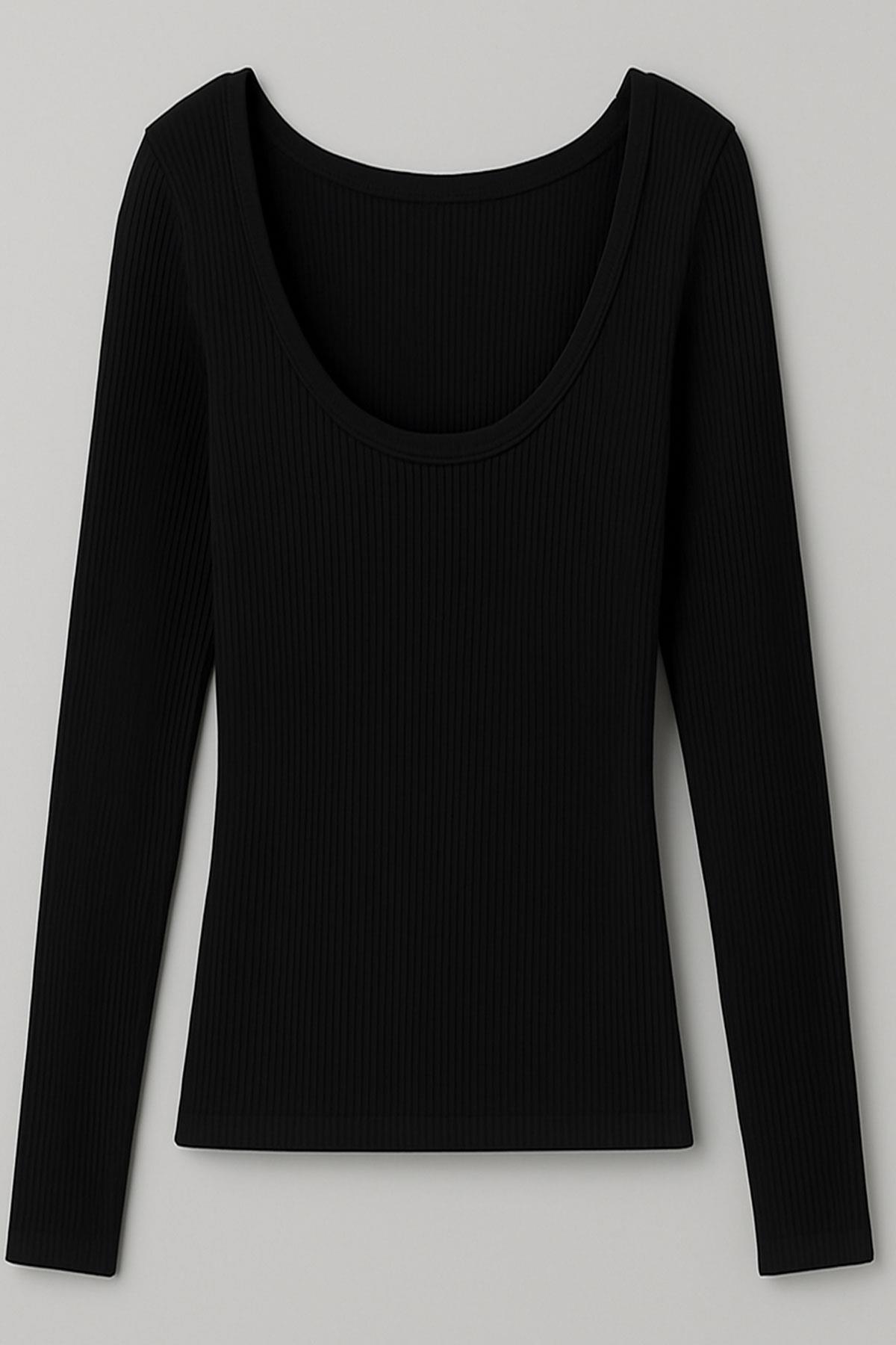 3 Adet Uzun Kollu Kayık Yaka Ribanalı Bluz