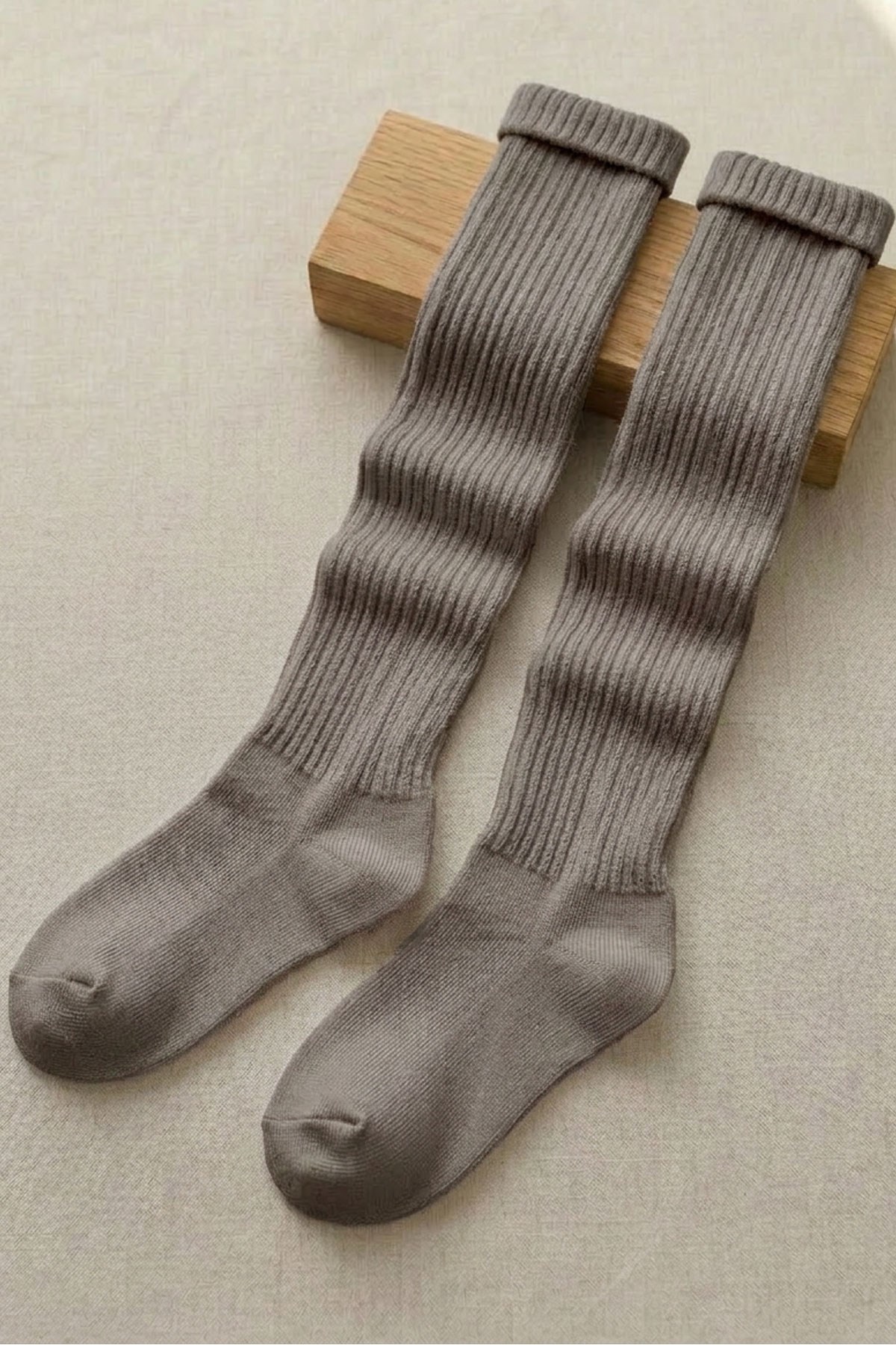 İnce Fitilli Diz Üstü Pamuk Karışımlı Çocuk Çorap