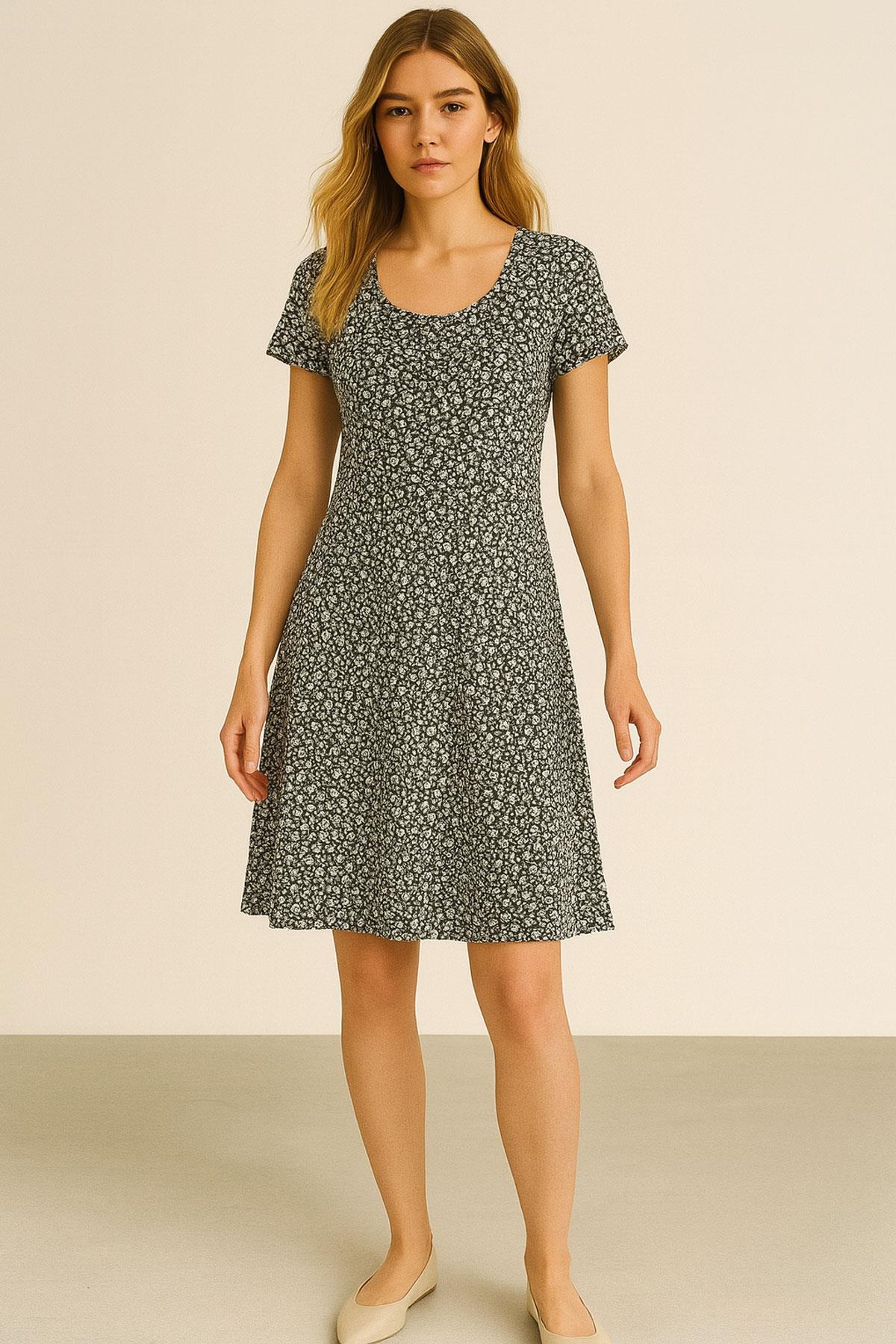 2 Adet Dökümlü Rahat Kalıp Günlük Penye Kumaş Elbise