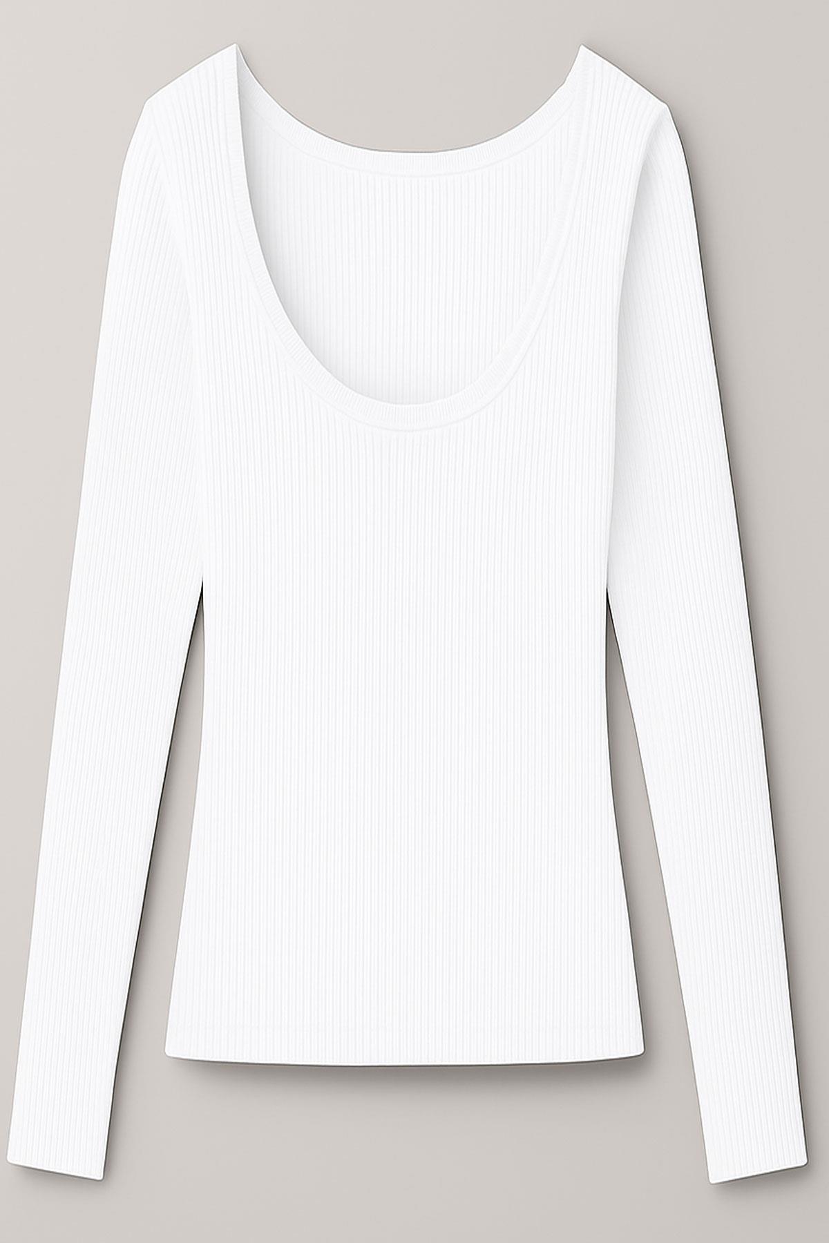 3 Adet Uzun Kollu Kayık Yaka Ribanalı Bluz