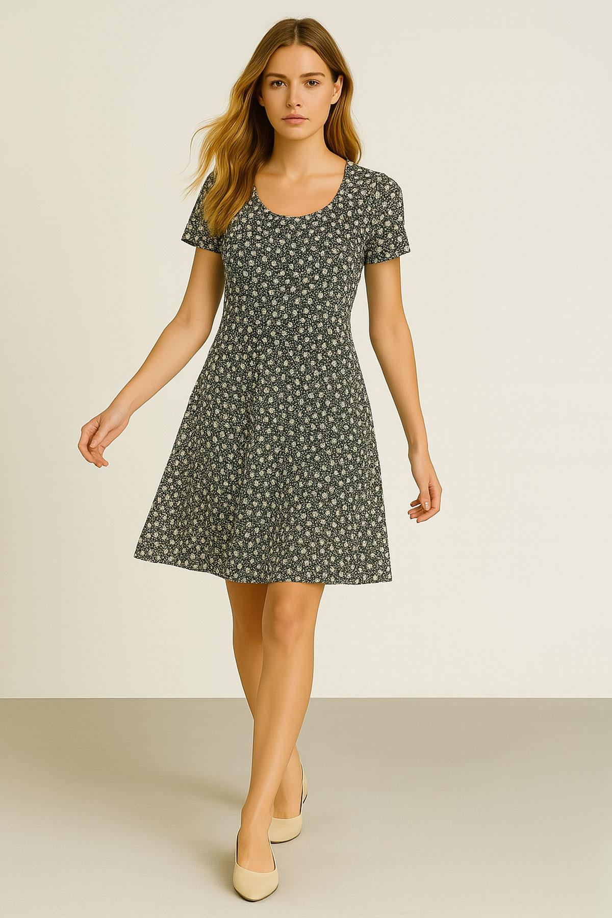 2 Adet Dökümlü Rahat Kalıp Günlük Penye Kumaş Elbise