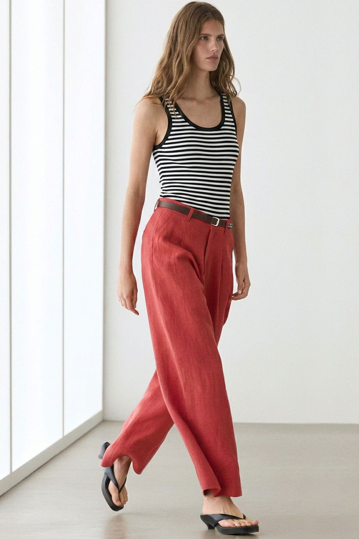 2 Adet Fitilli Fitted Viskon Karışımlı Askılı Tişört