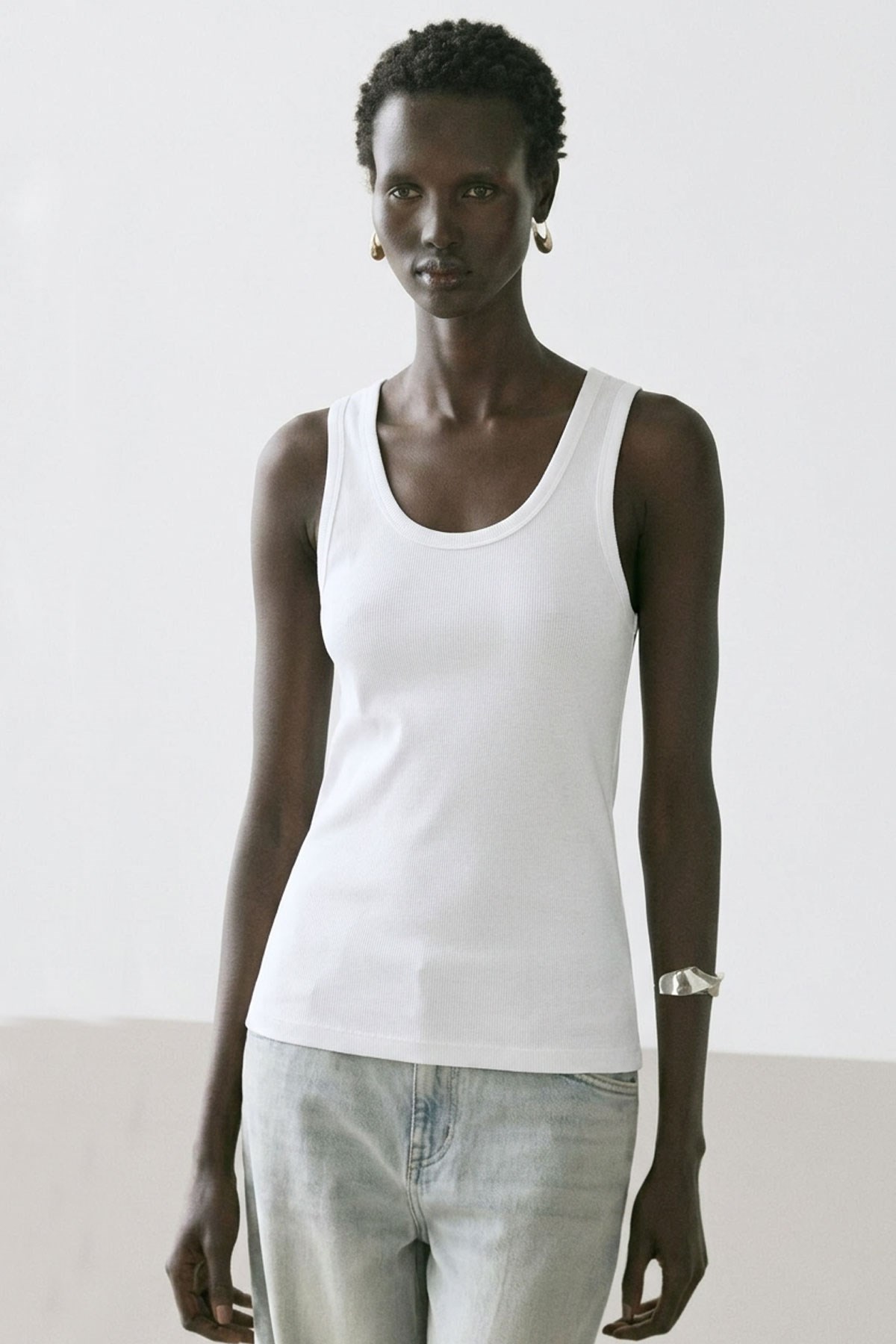 2 Adet Fitilli Fitted Viskon Karışımlı Askılı Tişört