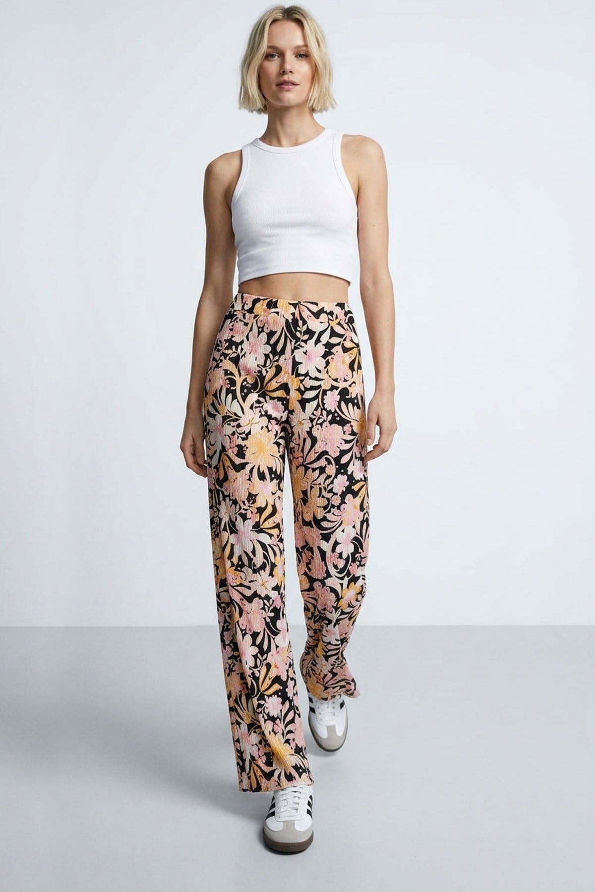 Rahat Kalıp Yüksek Bel Bol Paça Viskon Karışım Kadın Pantolon