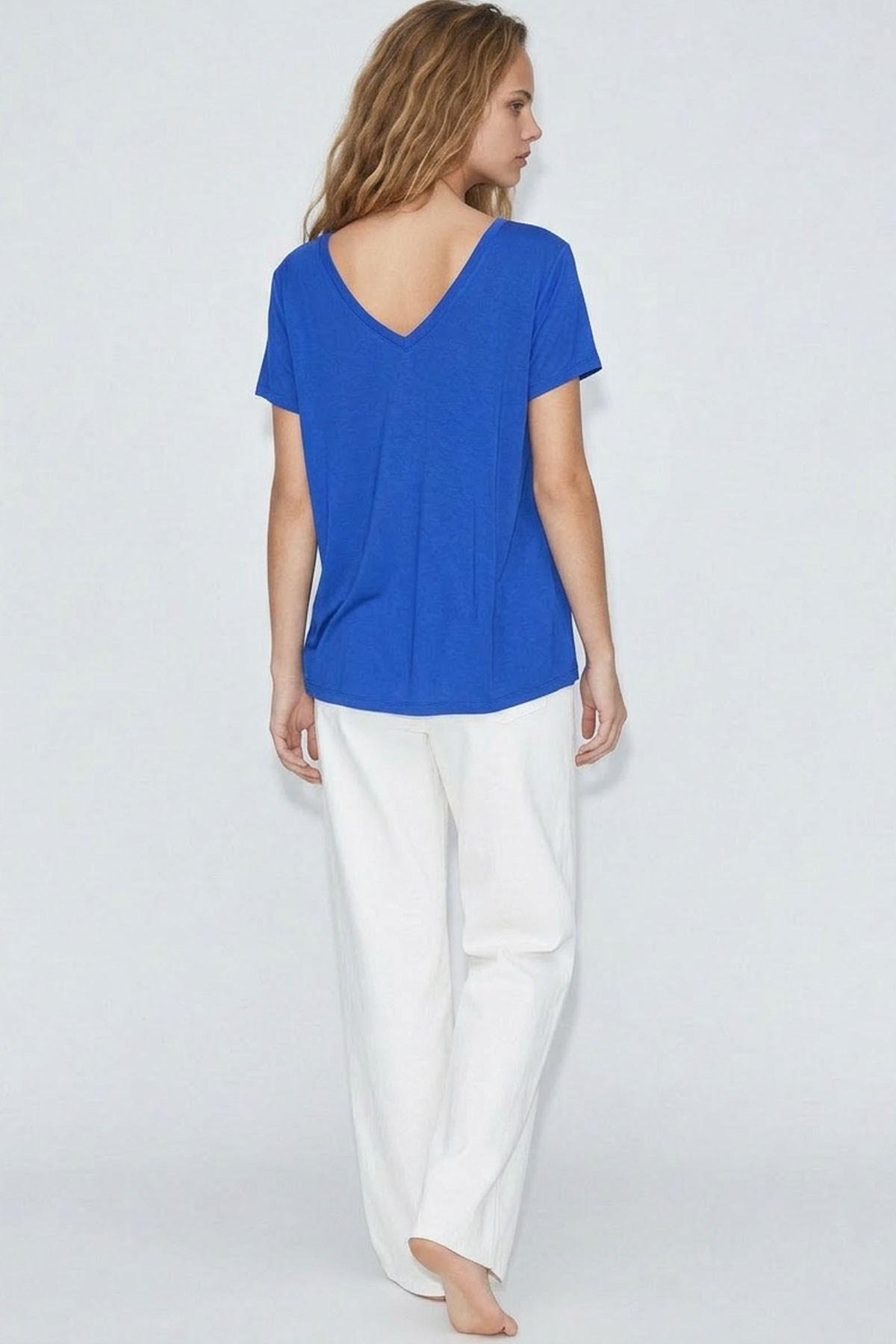 2 Adet Ön ve Arka V Yaka Basic Tişört