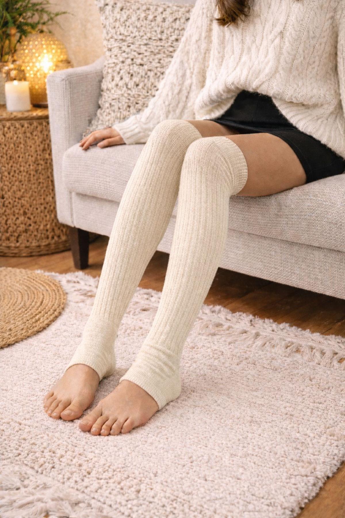 3 Çift Burunsuz Tabanlı Lastikli Diz Üstü Basic Pamuk İçerikli Tozluk