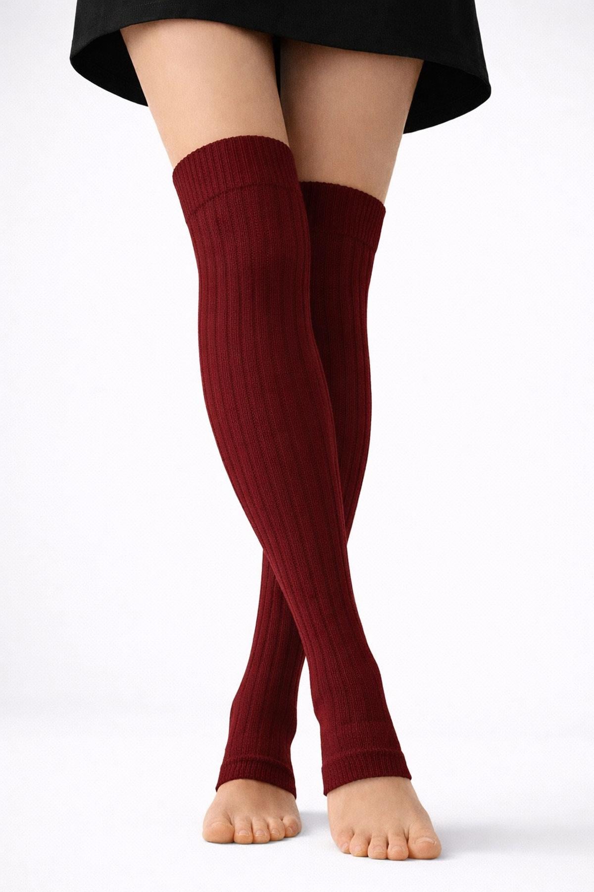 2 Çift Burunsuz Lastikli Diz Üstü Basic Pamuk İçerikli Tozluk