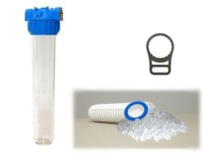 Aquafer - Aquafer 20 inç Silifoz Kireç Önleyici Yıkanabilir Su Filtre 1.1/4 inc 100 Mikron