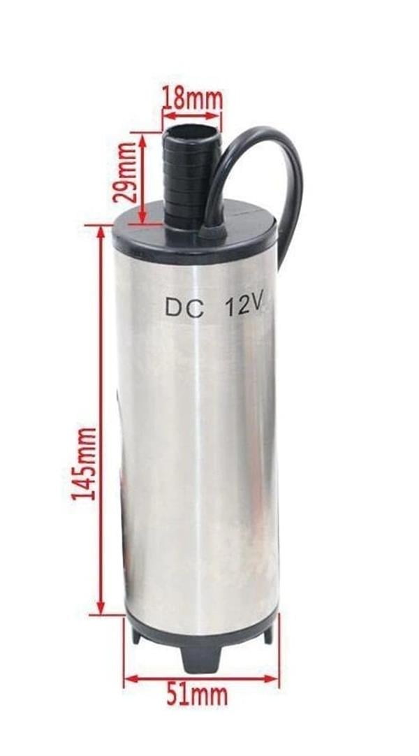 Cacheng - 12 Volt Mazot Yağ Aktarma Pompası,  Dc Mini Dalgıç Pompa Süzgeçli 51 mm Dış Çap
