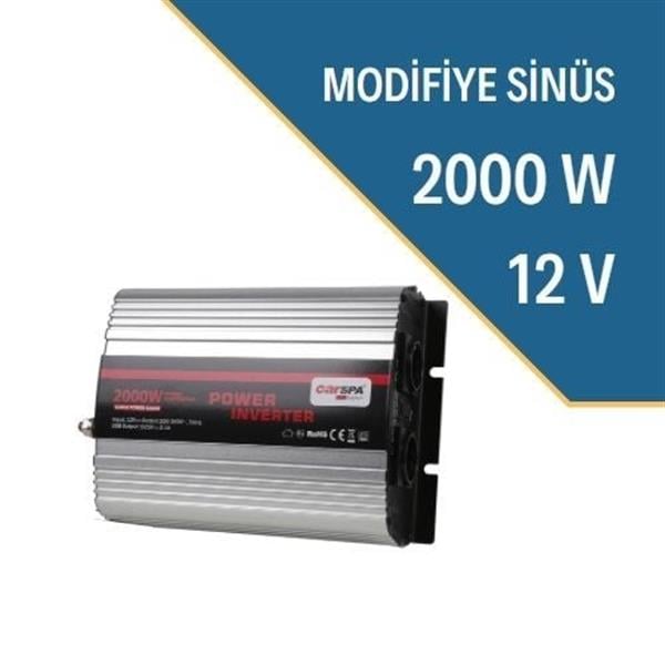 Carspa - CARSPA Güneş Enerji Sistemi İnverteri, Solar Enerji İnverteri 2000W-12V Modifiye Sinüs İnverter